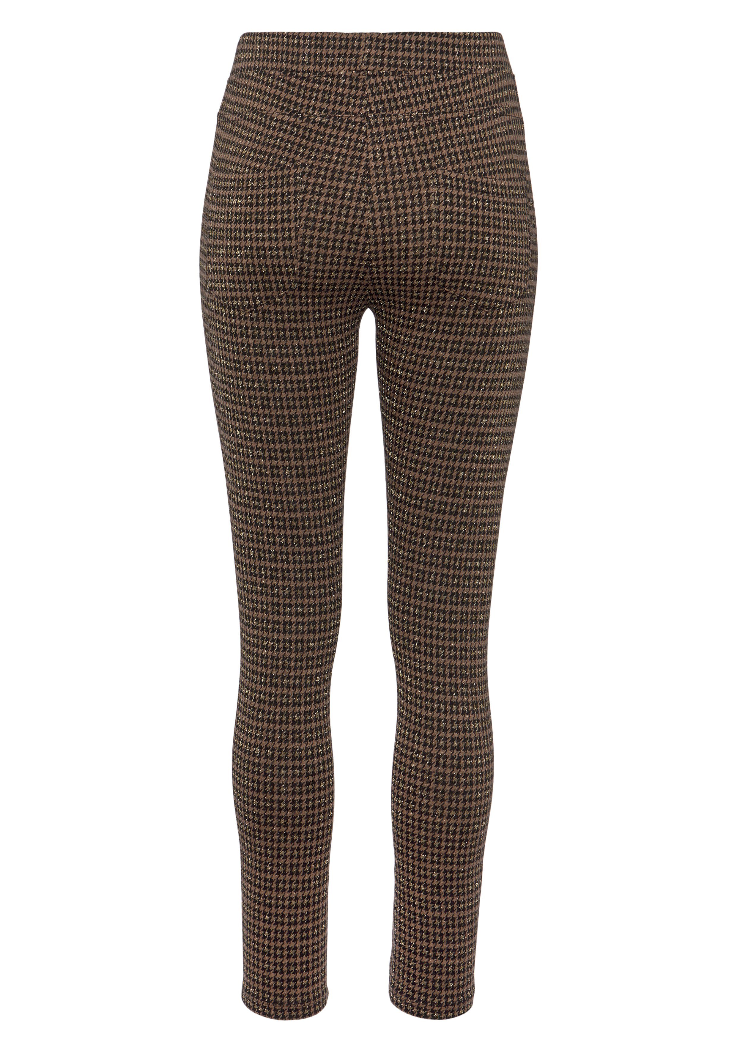 Lascana Legging met glinsterend houndstooth patroon