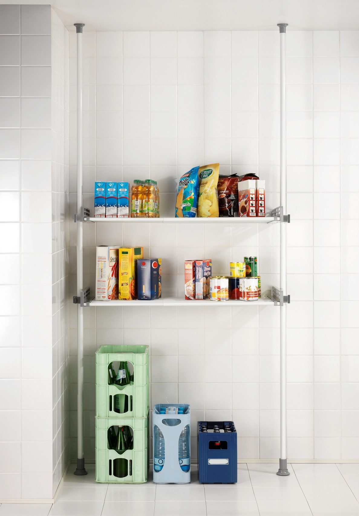 WENKO Telescooprek Herkules Twin 2 draagstangen, 2 verstelbare planken, ideaal voor badkamer & berging (set)