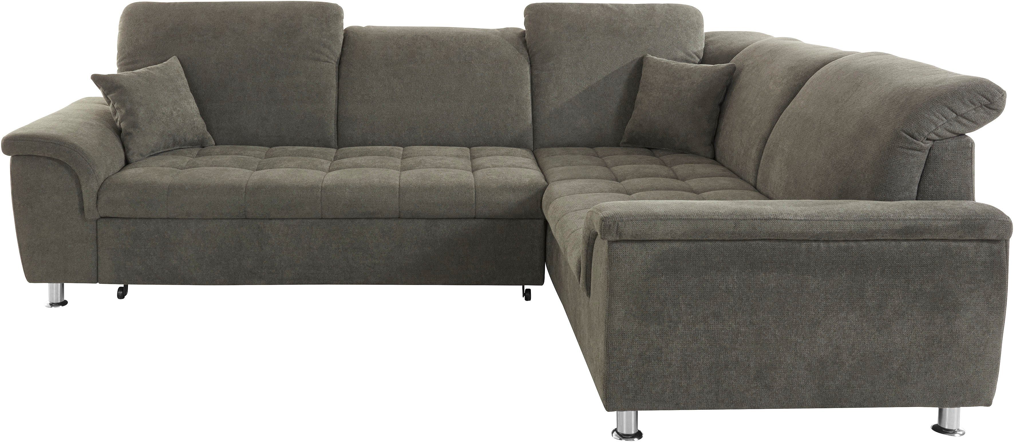 DOMO collection Hoekbank Franzi L-vorm naar keuze met verstelbare hoofdsteun (dan breedte: 275 cm)