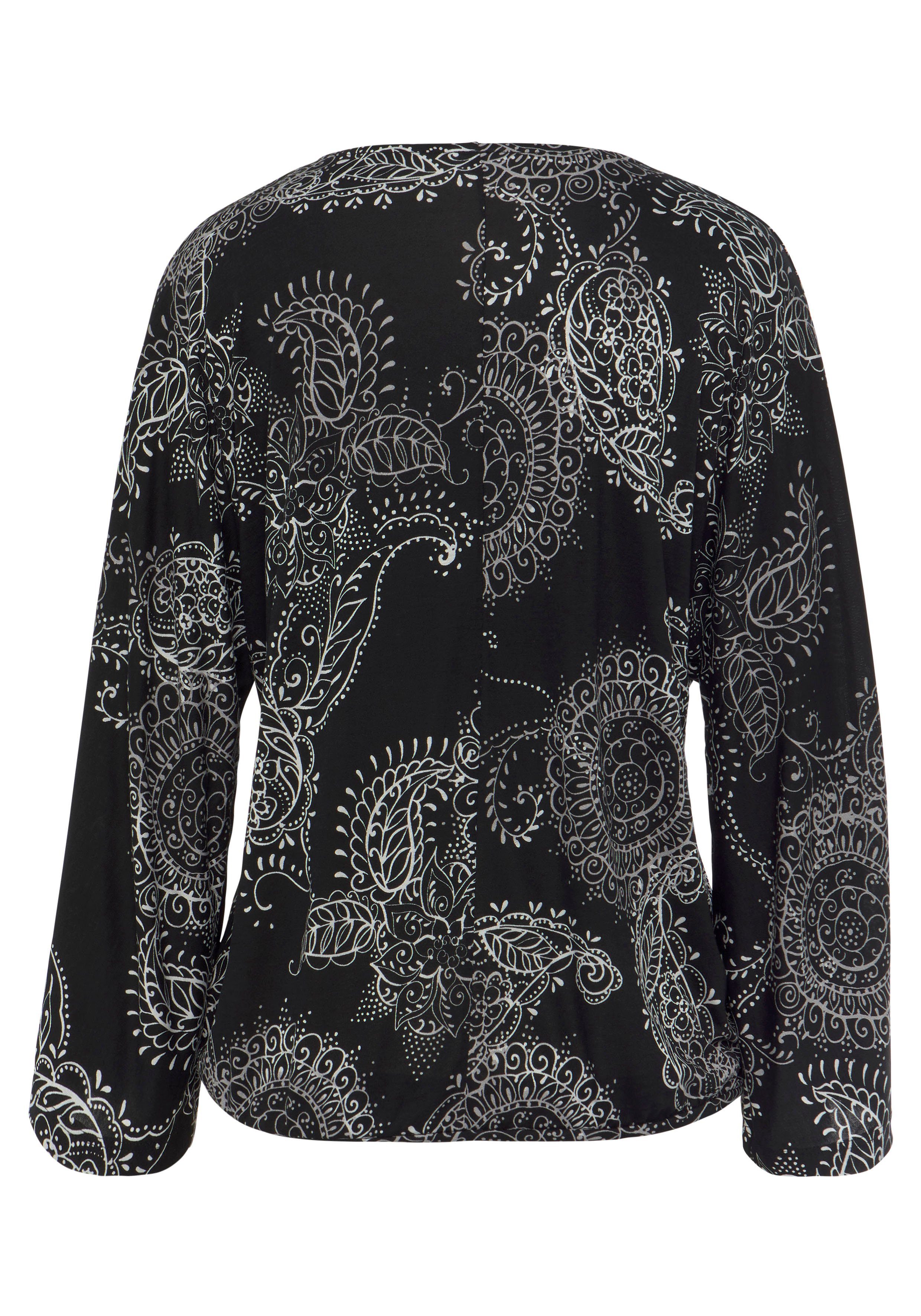Vivance Shirt met 3/4-mouwen met all-over print en v-hals, blouseshirt, blouseshirt met lange mouwen