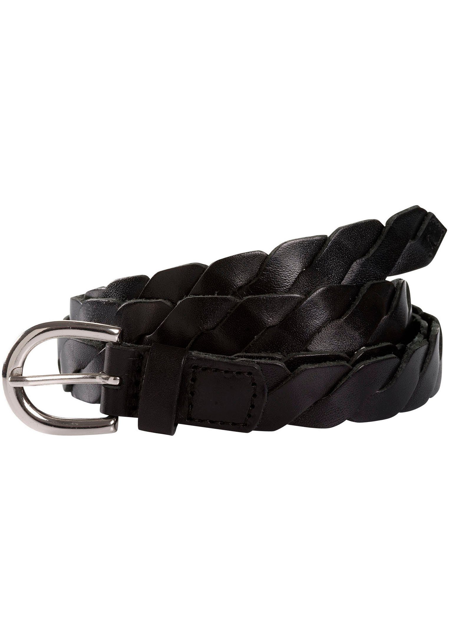 Tom Tailor Gevlochten riem TTANGELA 2 cm brede dames gevlochten riem, volnerf leer dames gevlochten riemen maat 105 zwart