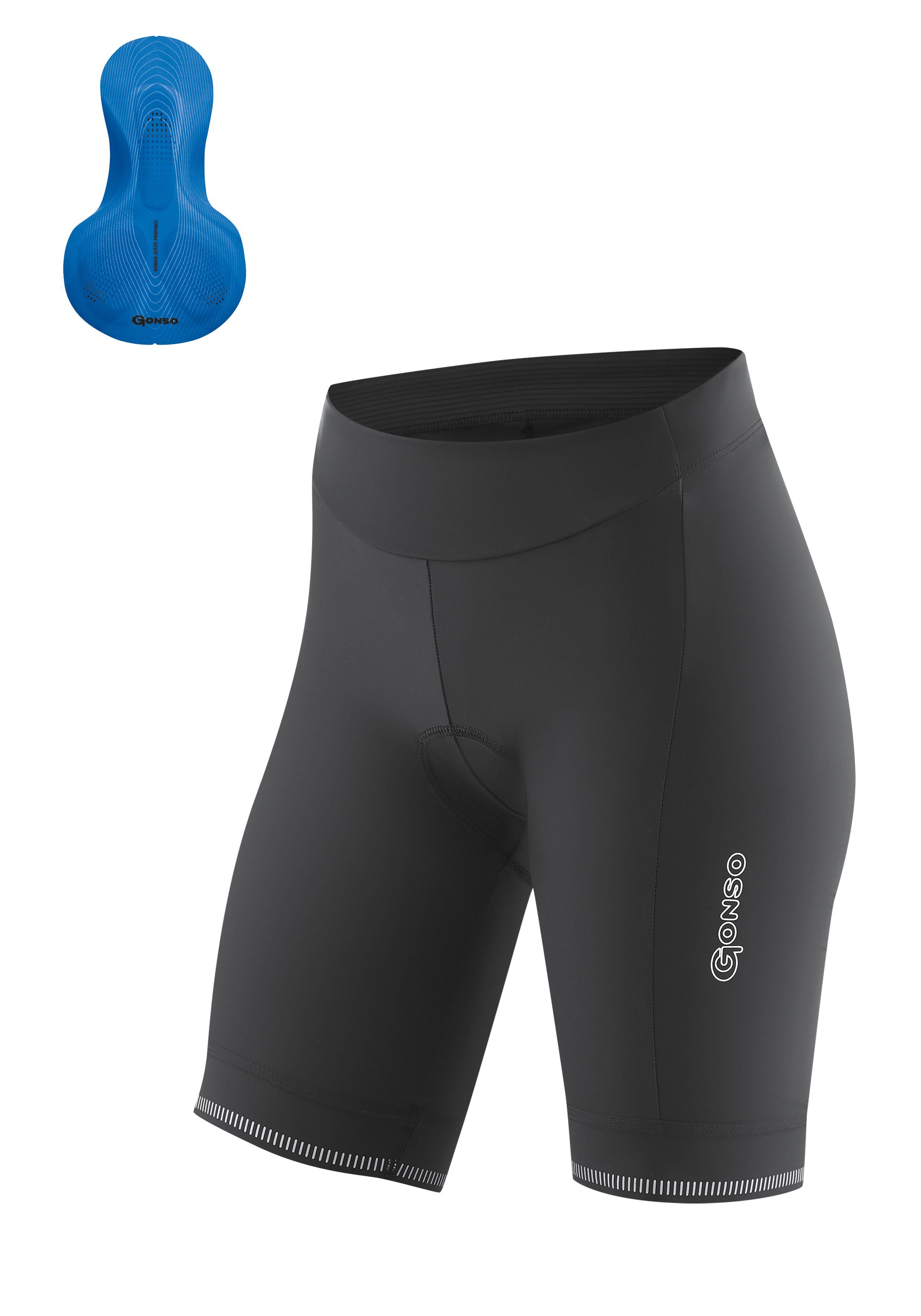 Gonso fietsbroek Sitivo W dames polyamide zwart-blauw maat 34