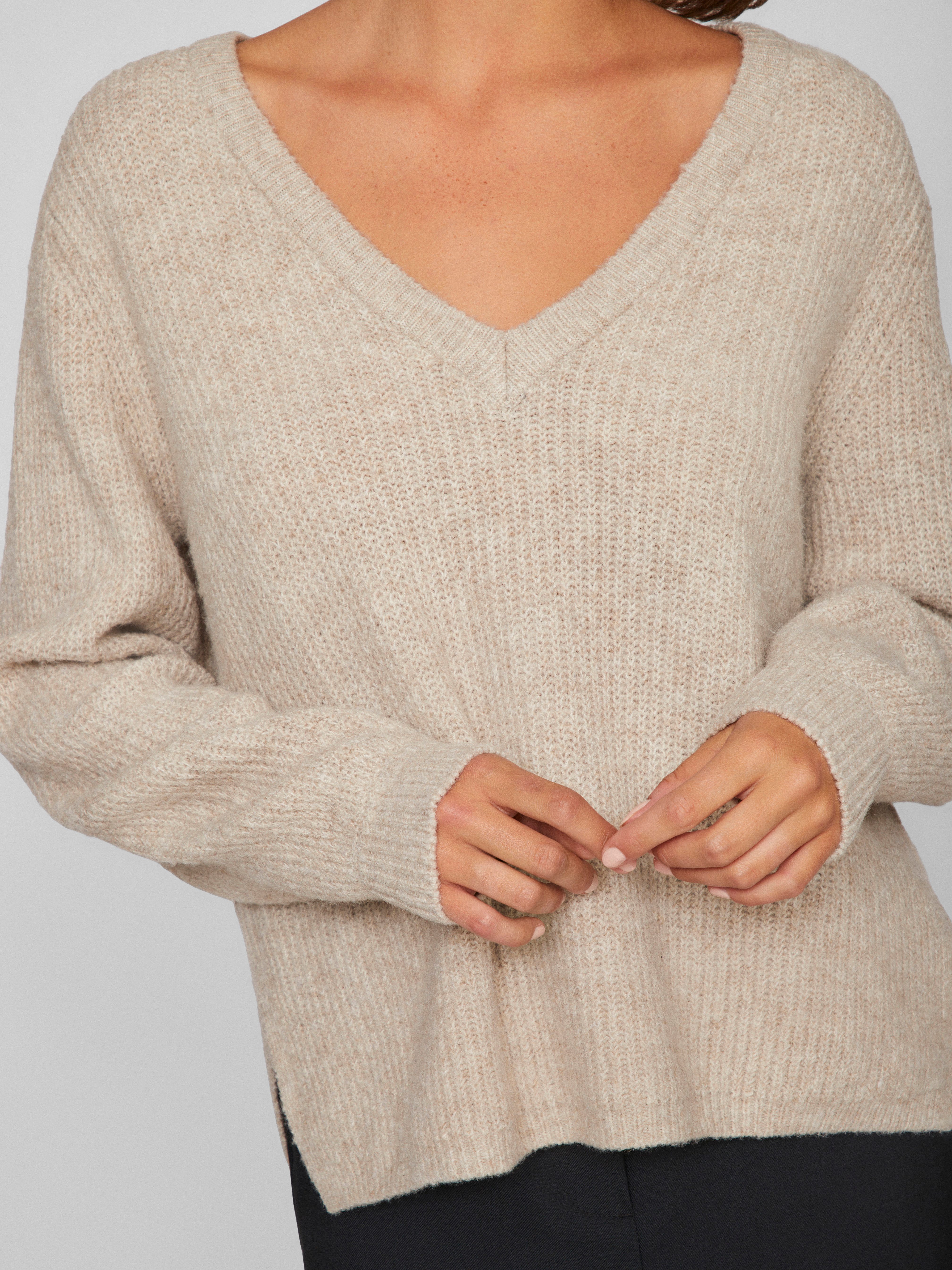 Vila Trui met V-hals VIBELUNA V-NECK REV L/S KNIT TOP - NOOS