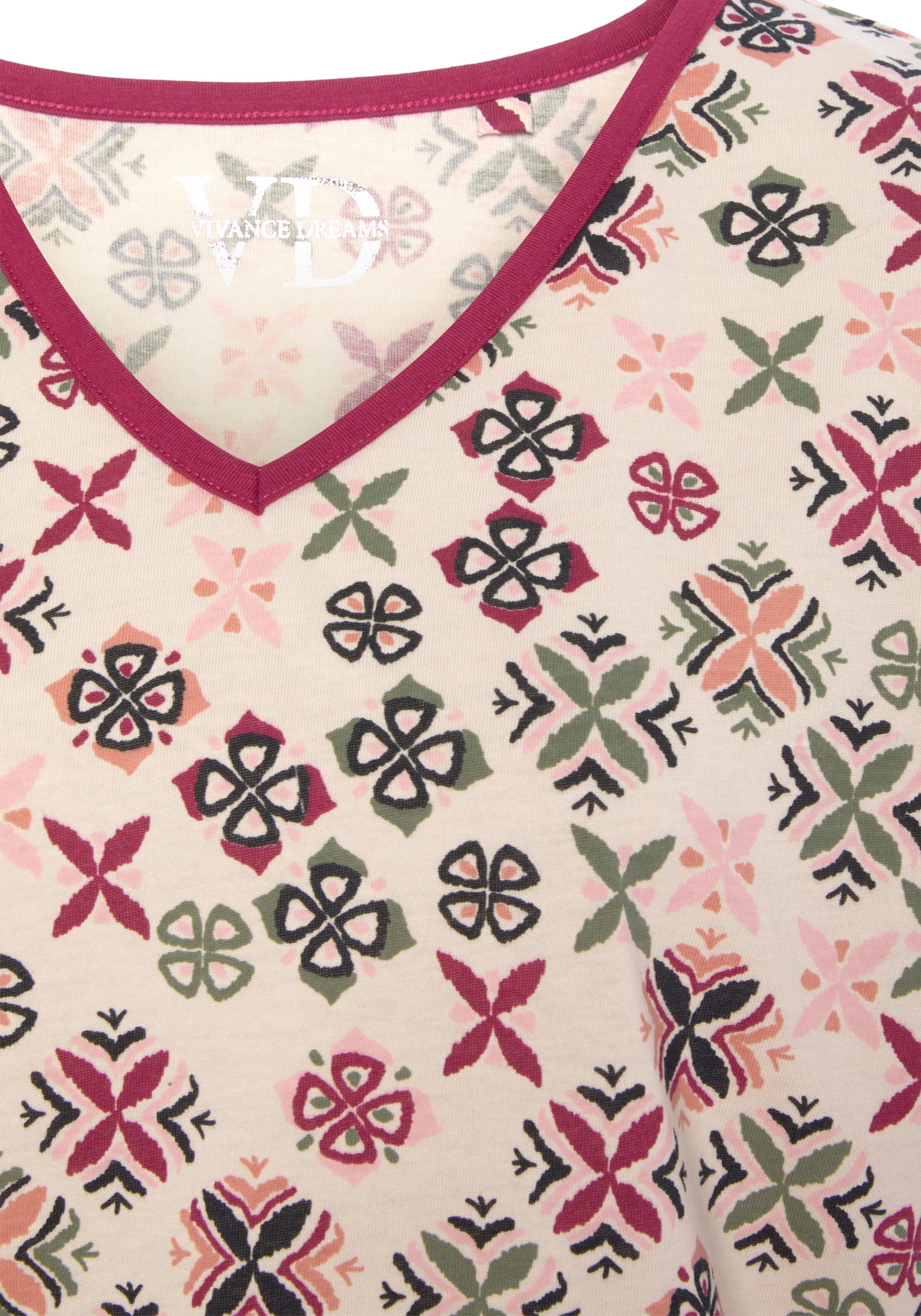 Vivance Dreams Nachthemd met grafisch-florale alloverprint