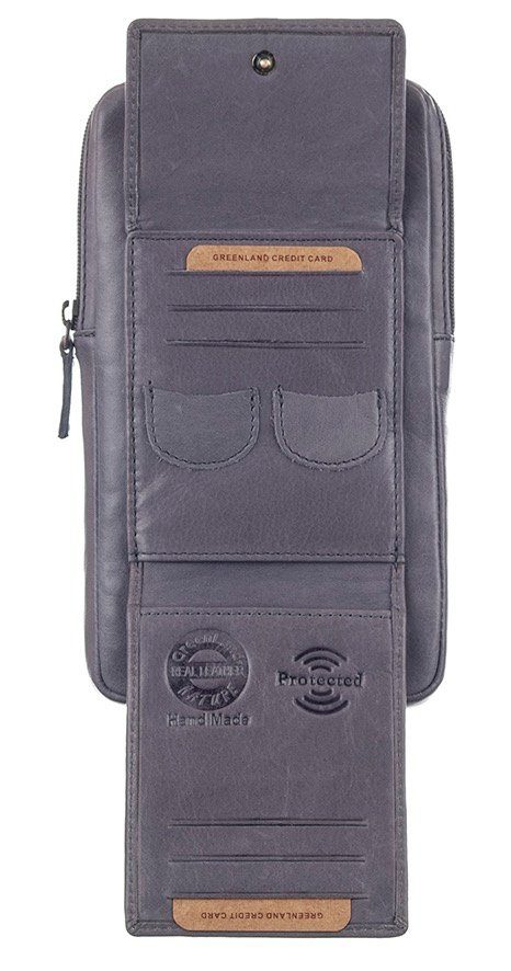 GreenLand Nature Gsm-tasje NATURE Soft met opgestikte portemonnee voor pasjes en rfid-bescherming