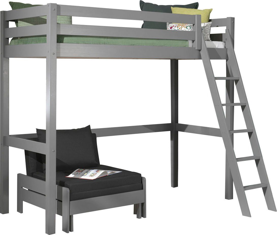 Vipack Hoogslaper met 90x 200 cm ligoppervlak, grijs of wit gelakt hoogslapers grijs