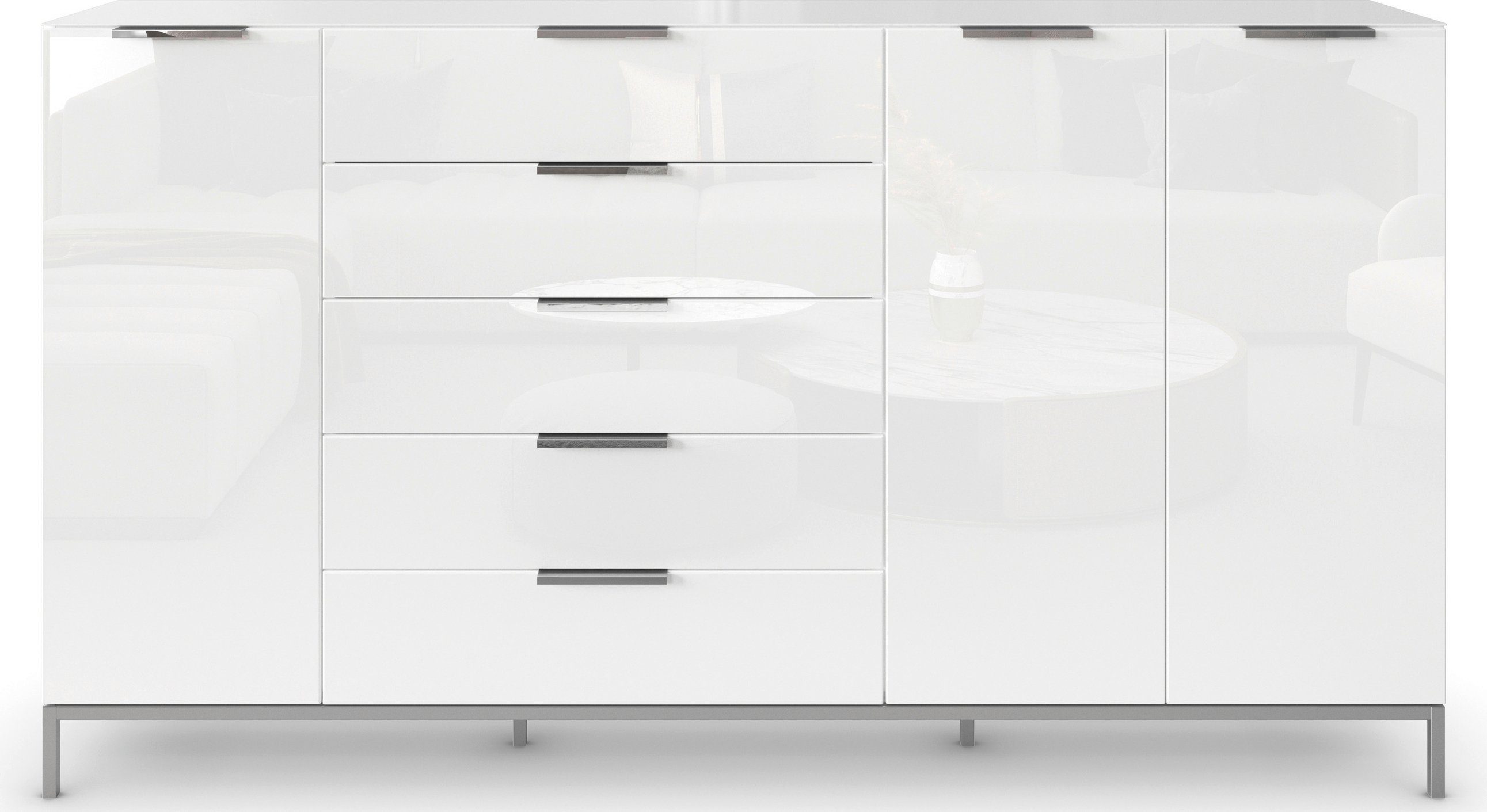 rauch Kast met laden en deuren Flipp 3-deurs, 5 lades, soft-close functie, bovenblad en glazen front