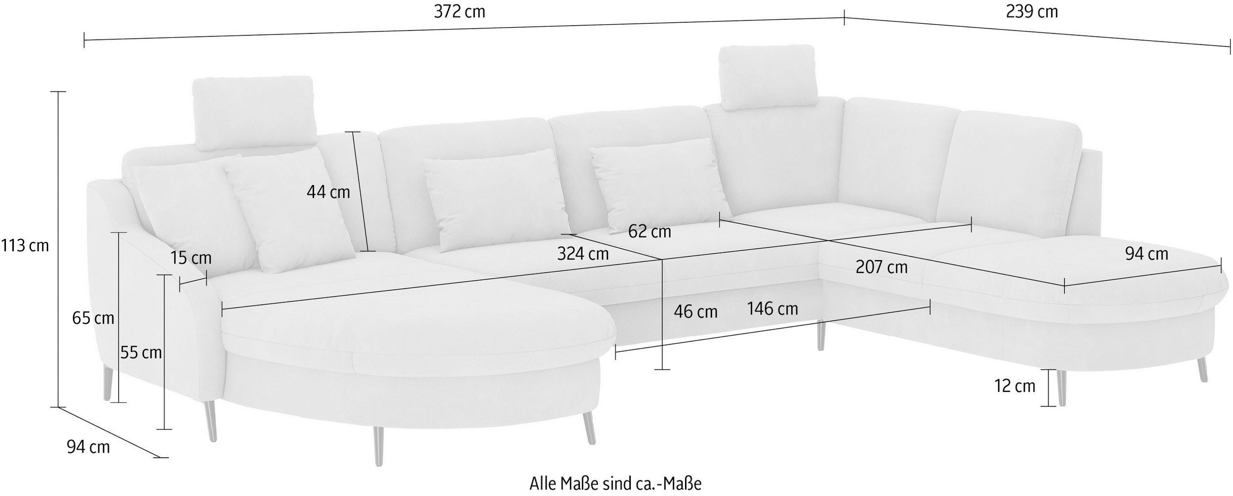 sit&more Zithoek Soul U-model optioneel met bed en bedlade