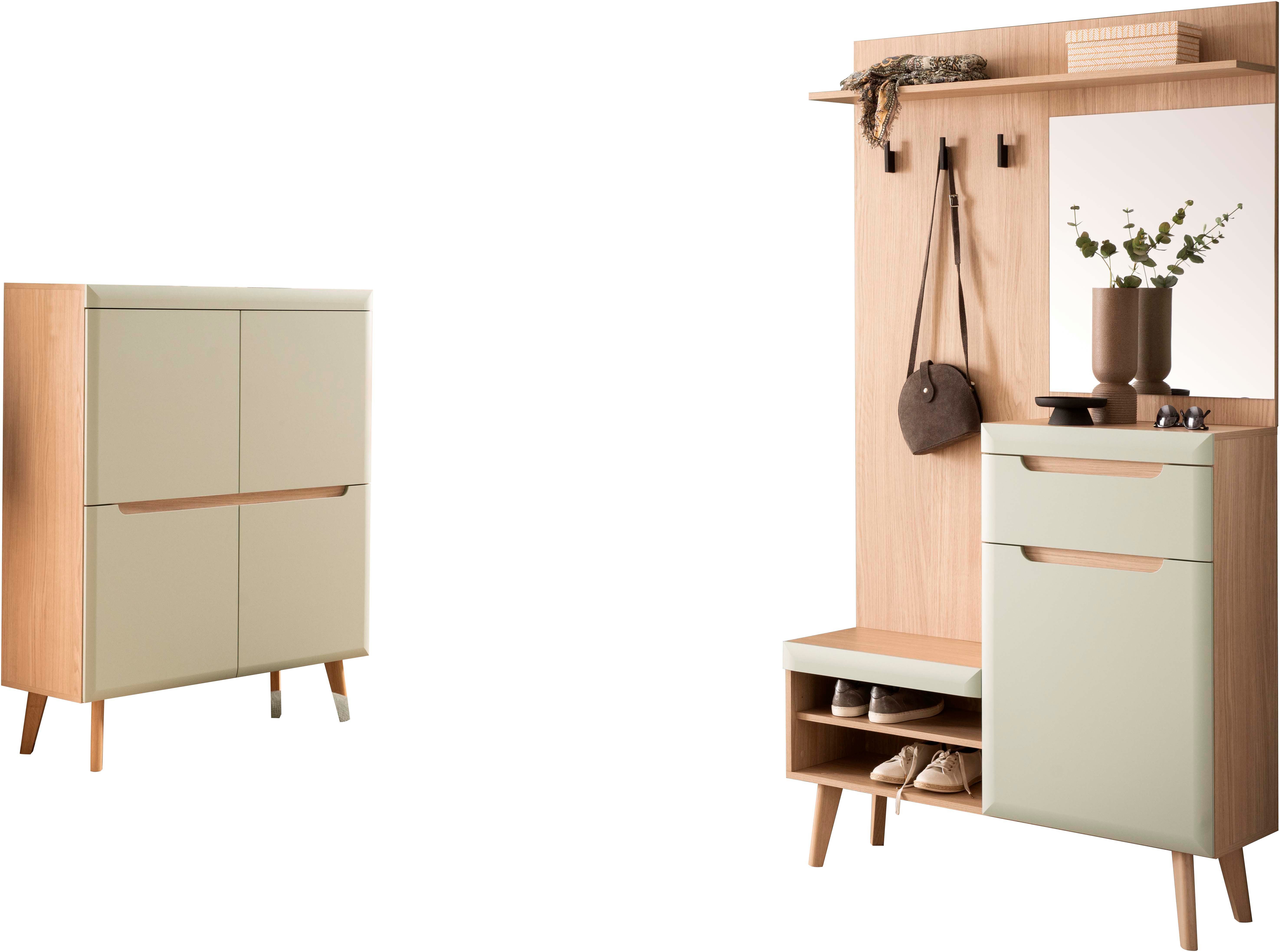 Home affaire Halmeubelset Torge, kapstok met opbergruimte, garderobekast in Scandic design (set, 2-delig)