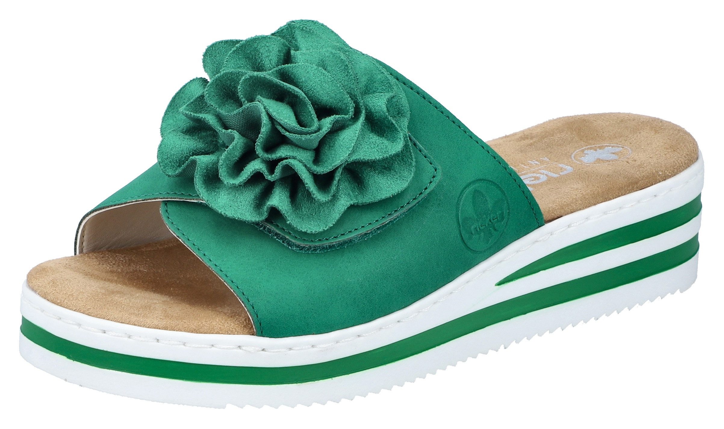 Rieker Slippers , zomerschoen, poolslide, strandschoen, sleehak, met klittenbandsluiting dames sandaaltjes maat 37 groen
