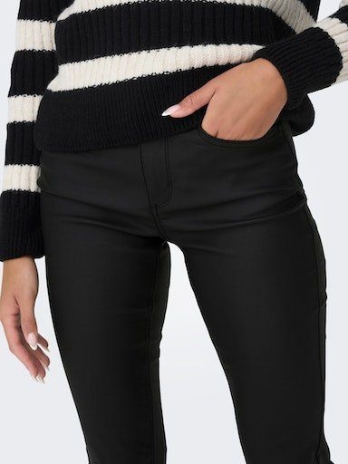 Only Imitatieleren broek ONLBLUSH MID WAIST FLARED COATED NOOS