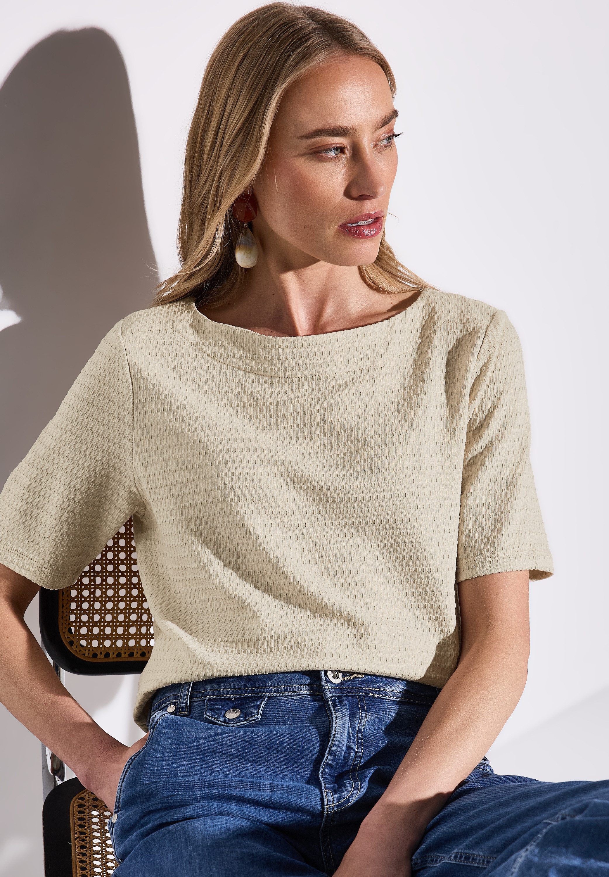 STREET ONE T-shirt met een fijne structuur