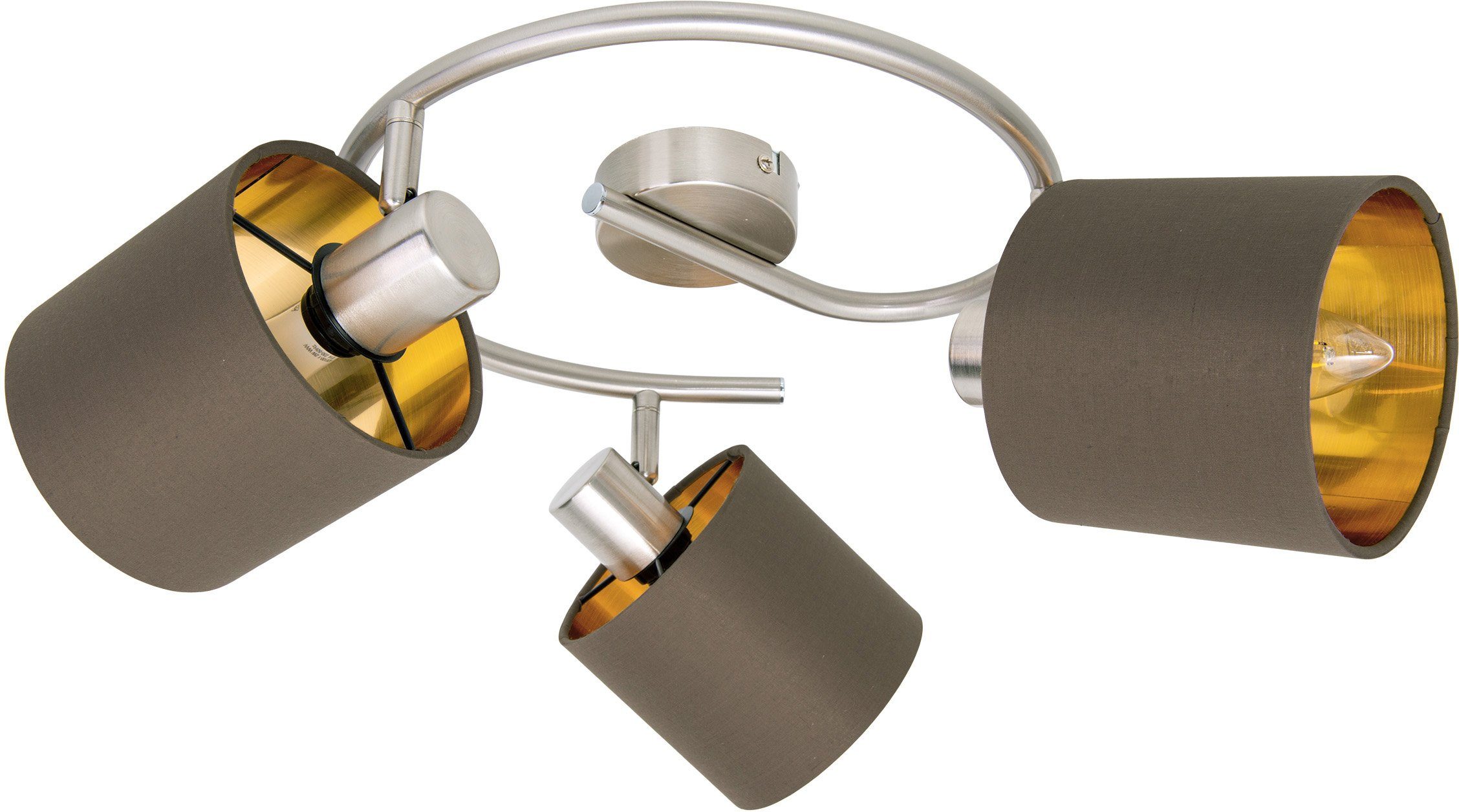 näve Plafondlamp Maron 3-pack plafond-, wandlamp, rondel, spot, 3xe14 max. 40w, metaal/textiel (1 stuk)