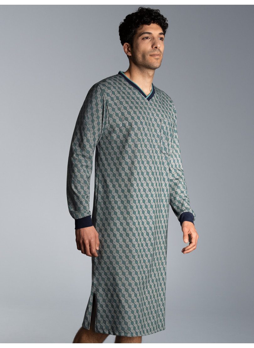 Trigema Pyjama TRIGEMA Nachthemd met Allover-print (1-delig) heren lange pyjama's maat XL blauw