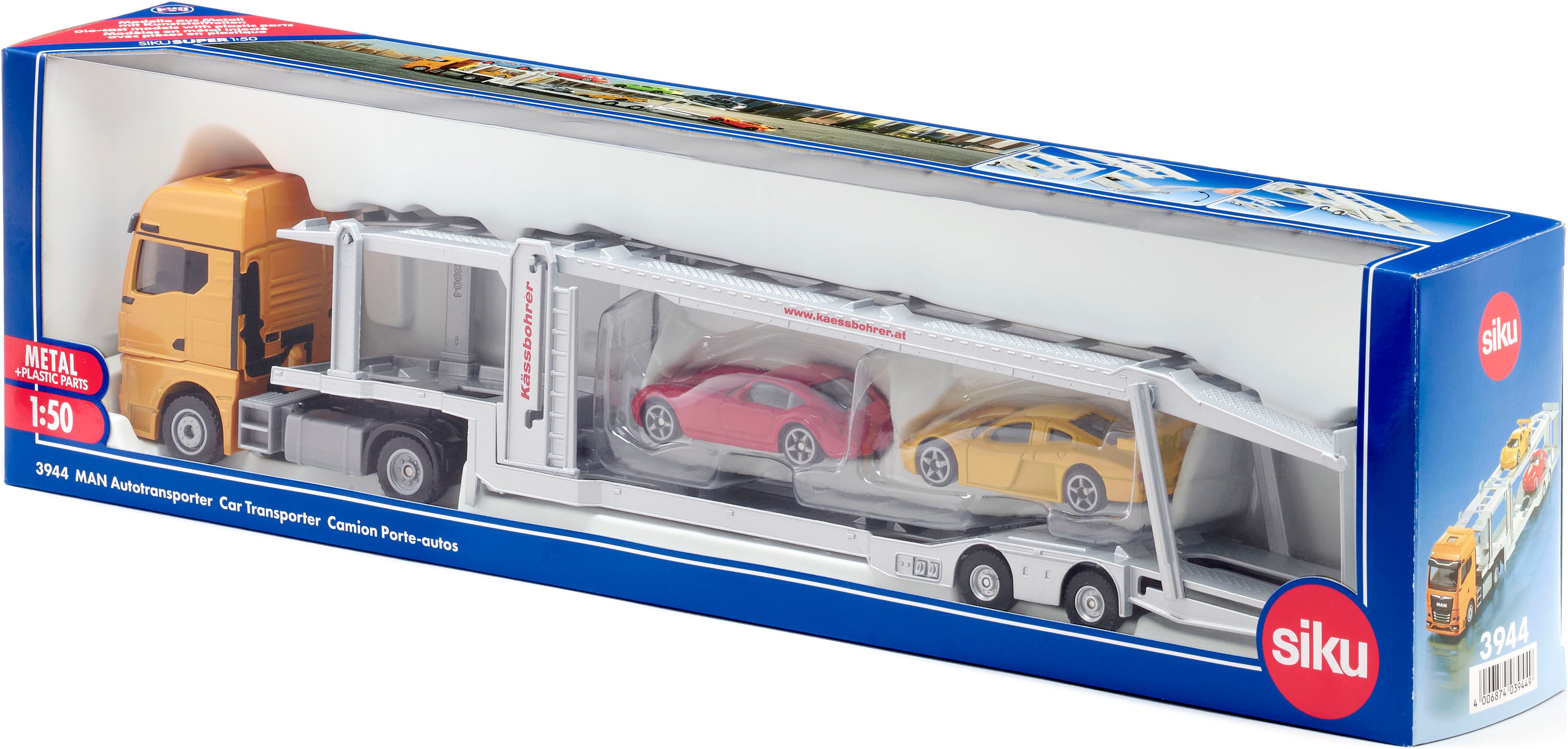 Siku Speelgoed vrachtwagen SIKU Super, MAN autotransporter (3944)
