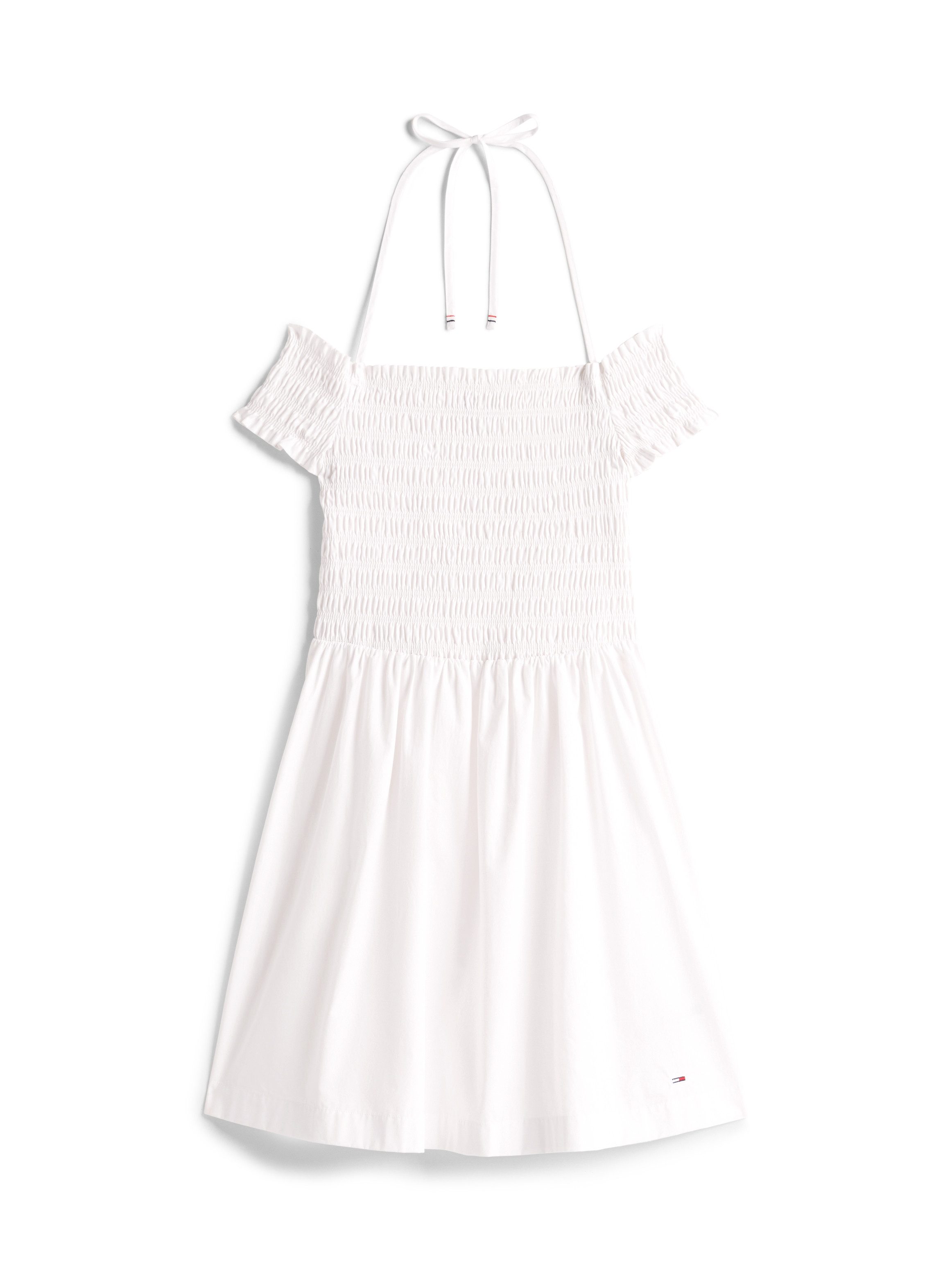 TOMMY JEANS Gesmokte jurk TJW RUCHE F&F POPLIN DRESS EXT