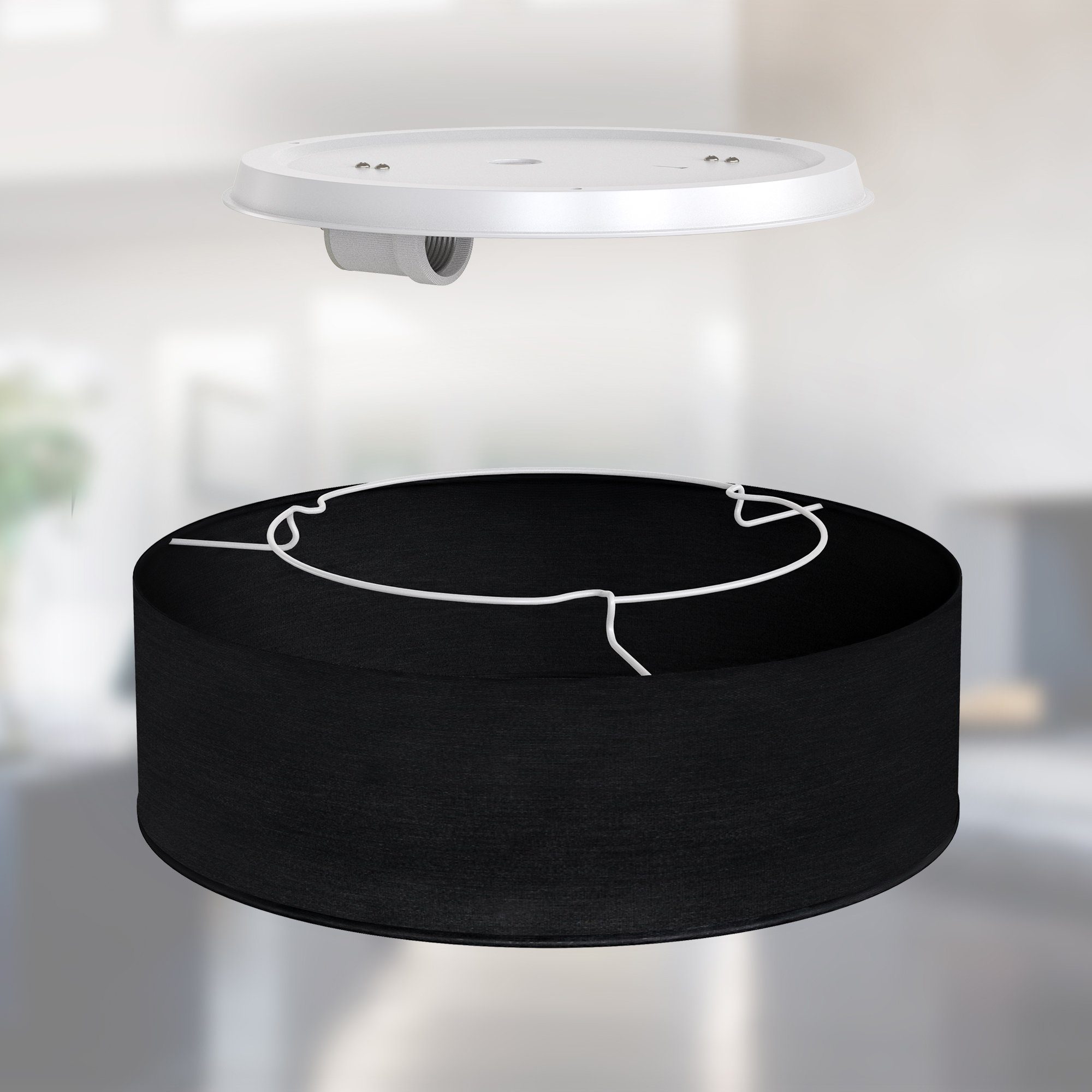 B.K.Licht Led-plafondlamp Plafondlamp, textiel lampenkap, zwart, slaapkamer, woonkamer