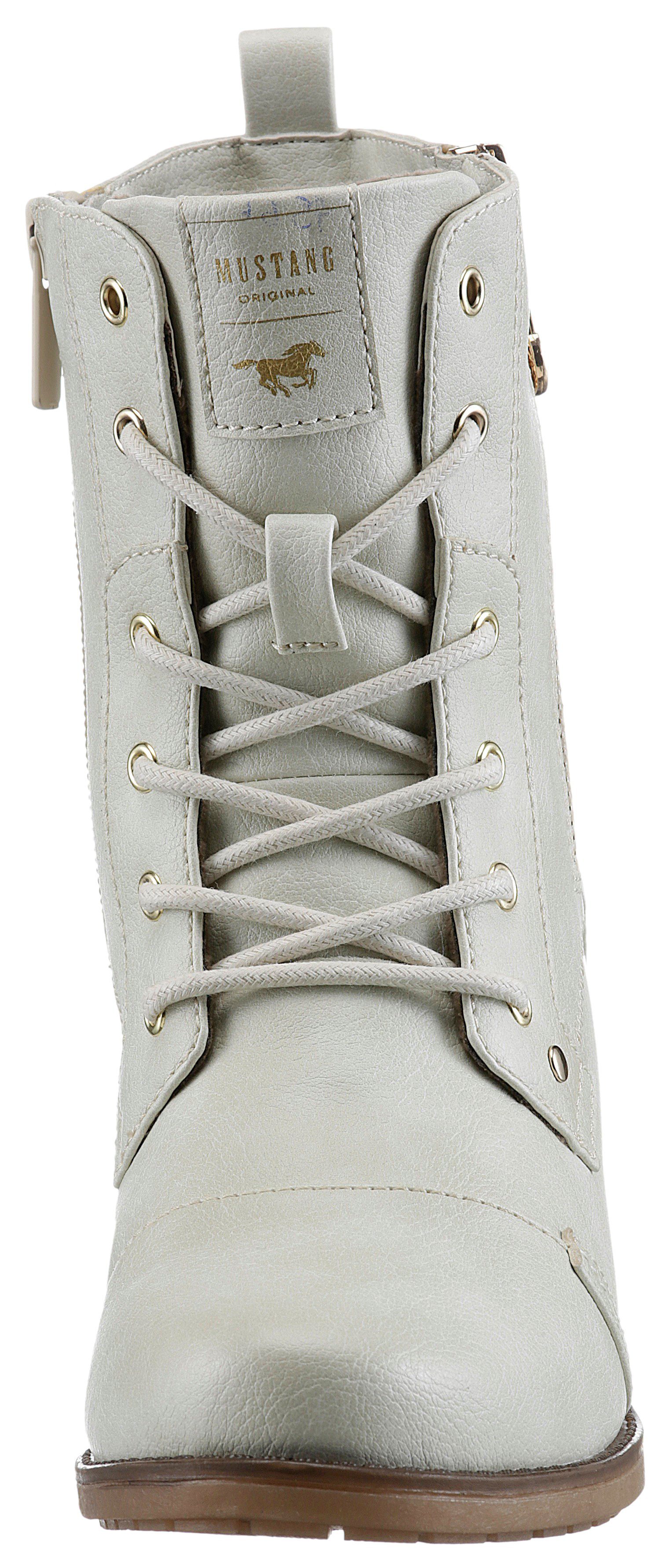 Mustang Shoes Veterlaarsjes Enkellaars, herfst schoen met decoratieve rits aan de buitenkant