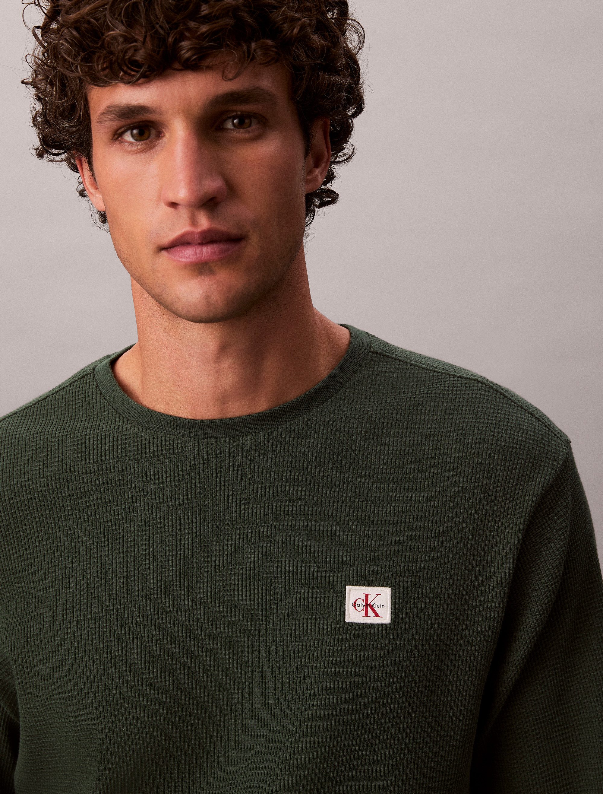 Calvin Klein Shirt met lange mouwen LS WAFFLE BADGE CREWNK TEE