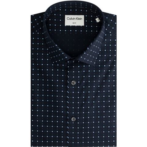 NU 20% KORTING: Calvin Klein Overhemd met lange mouwen POPLIN STRETCH PRINT SLIM SHIRT met merklabel