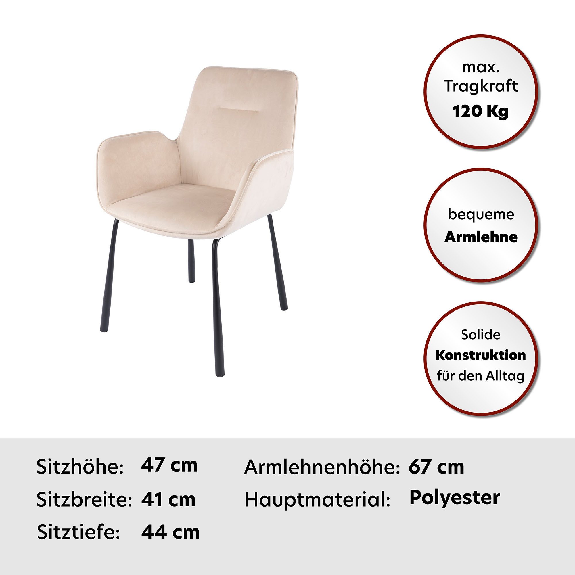 Kayoom Stoel Eliot 125, retro-stoel, elegant ontwerp in eenvoudige uitvoering (1 stuk)