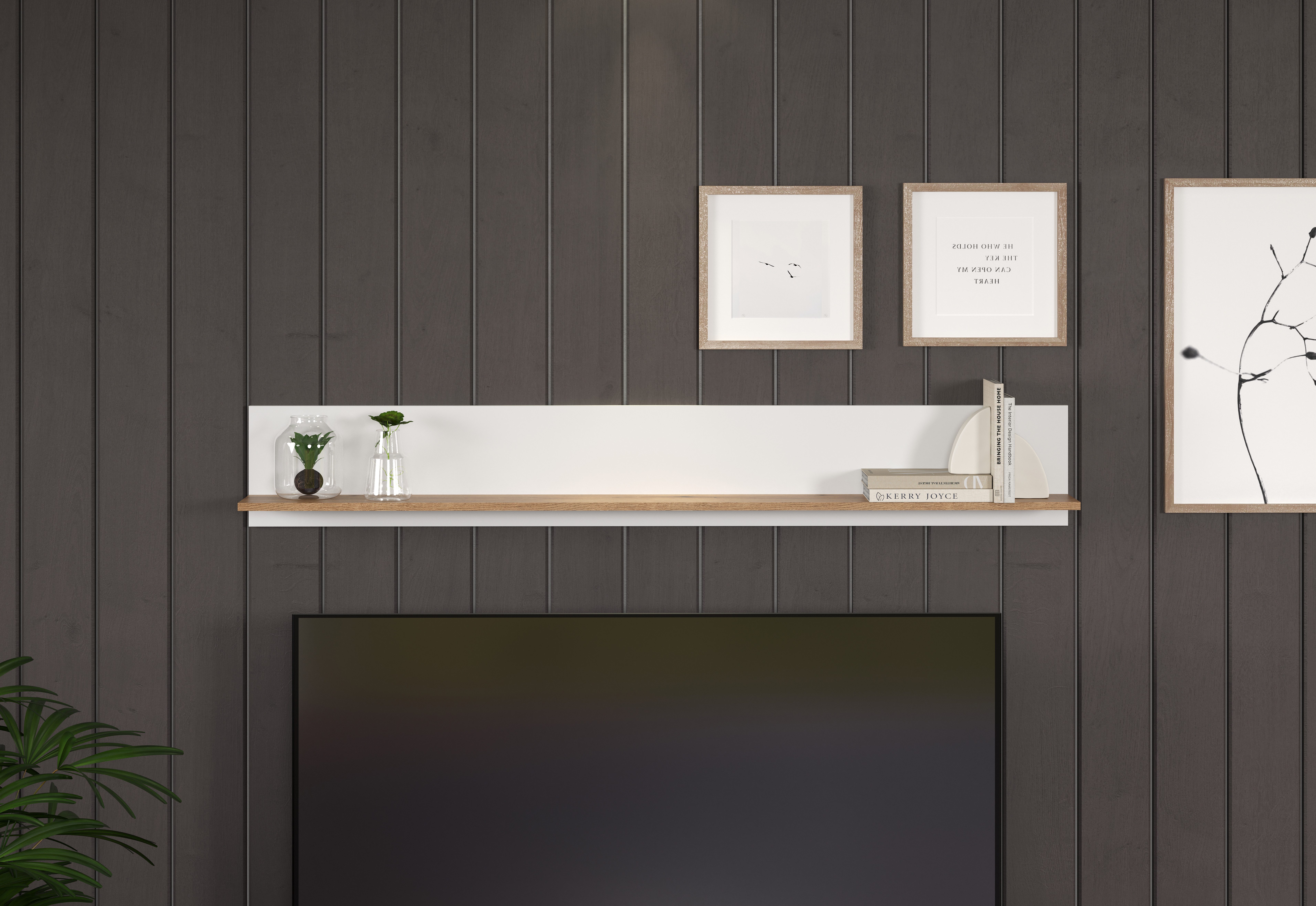 INOSIGN Wandrek Linz royale boekenplank in wit/eiken - wandplank (b/d/h) 170/18/25 cm (1 stuk)