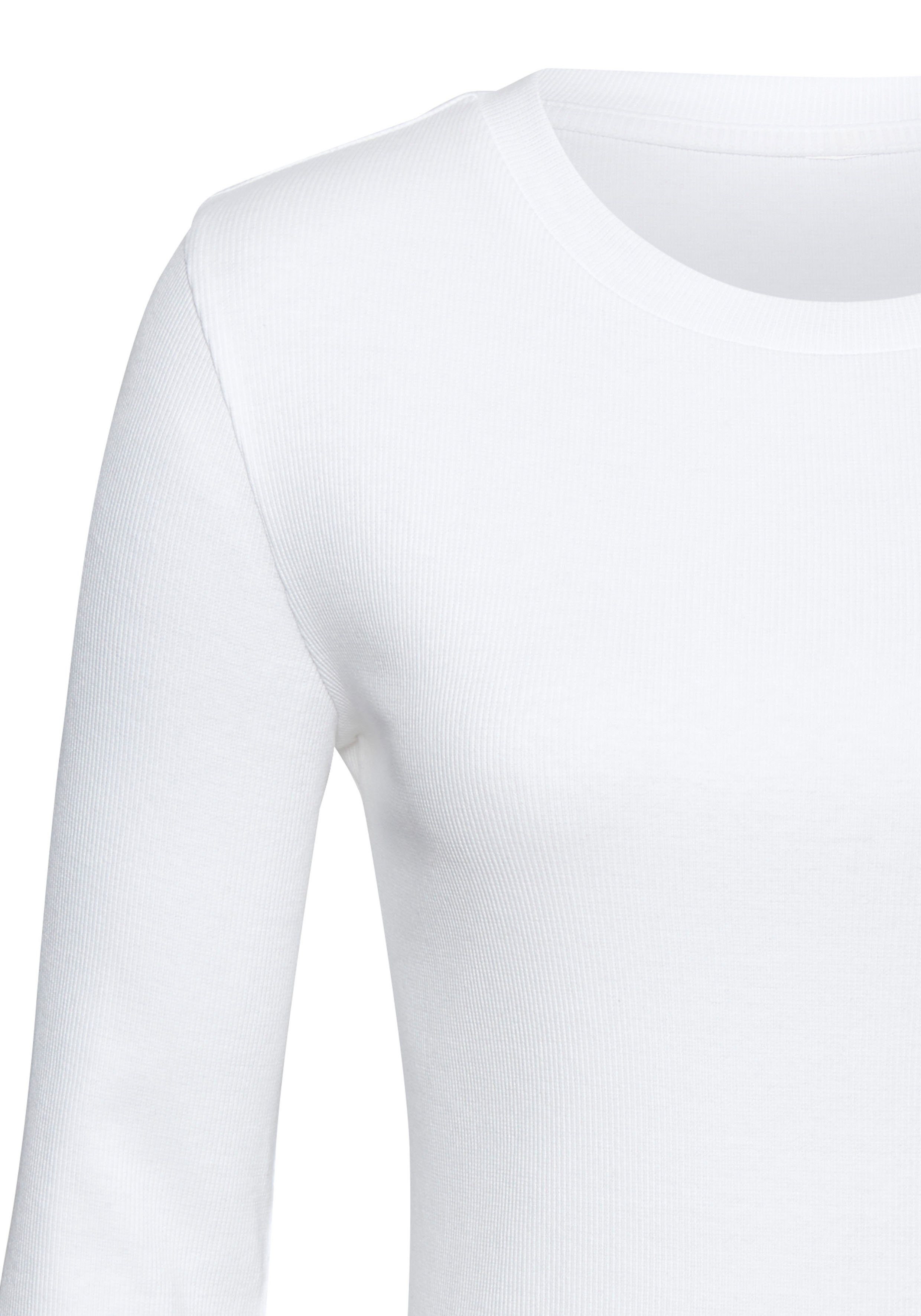 Vivance Shirt met lange mouwen Van modieus ribmateriaal (Set van 2)