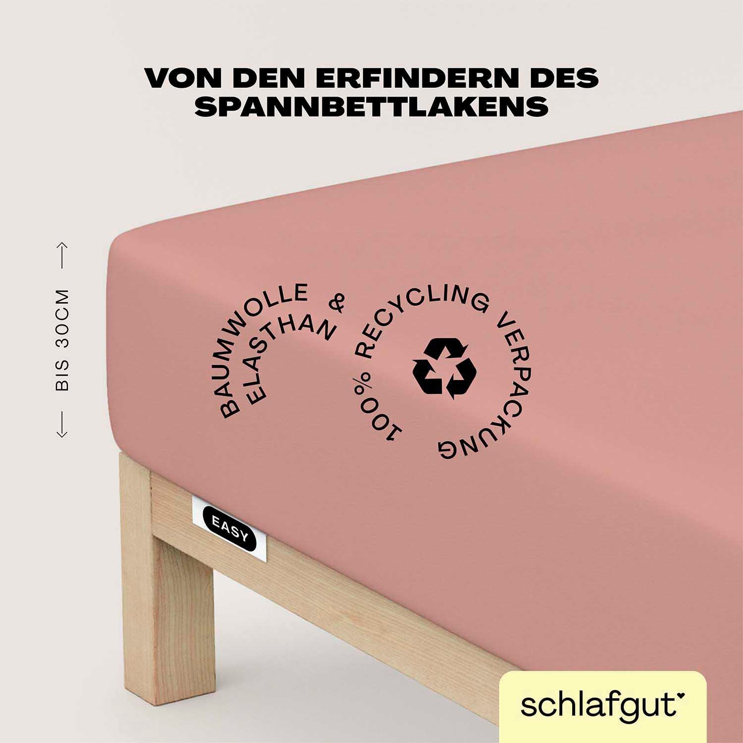 Schlafgut Hoeslaken EASY jersey elastaan MADE IN GREEN by OEKO-TEX (1 stuk) hoeslakens maat 120-130 cm x 200-220 cm roze