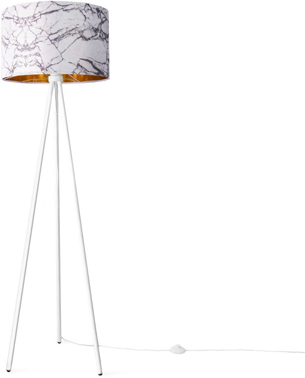 Paco Home Staande lamp Trina Kraft Vloerlamp slaapkamer E27 marmer steen ontwerp grijs wit