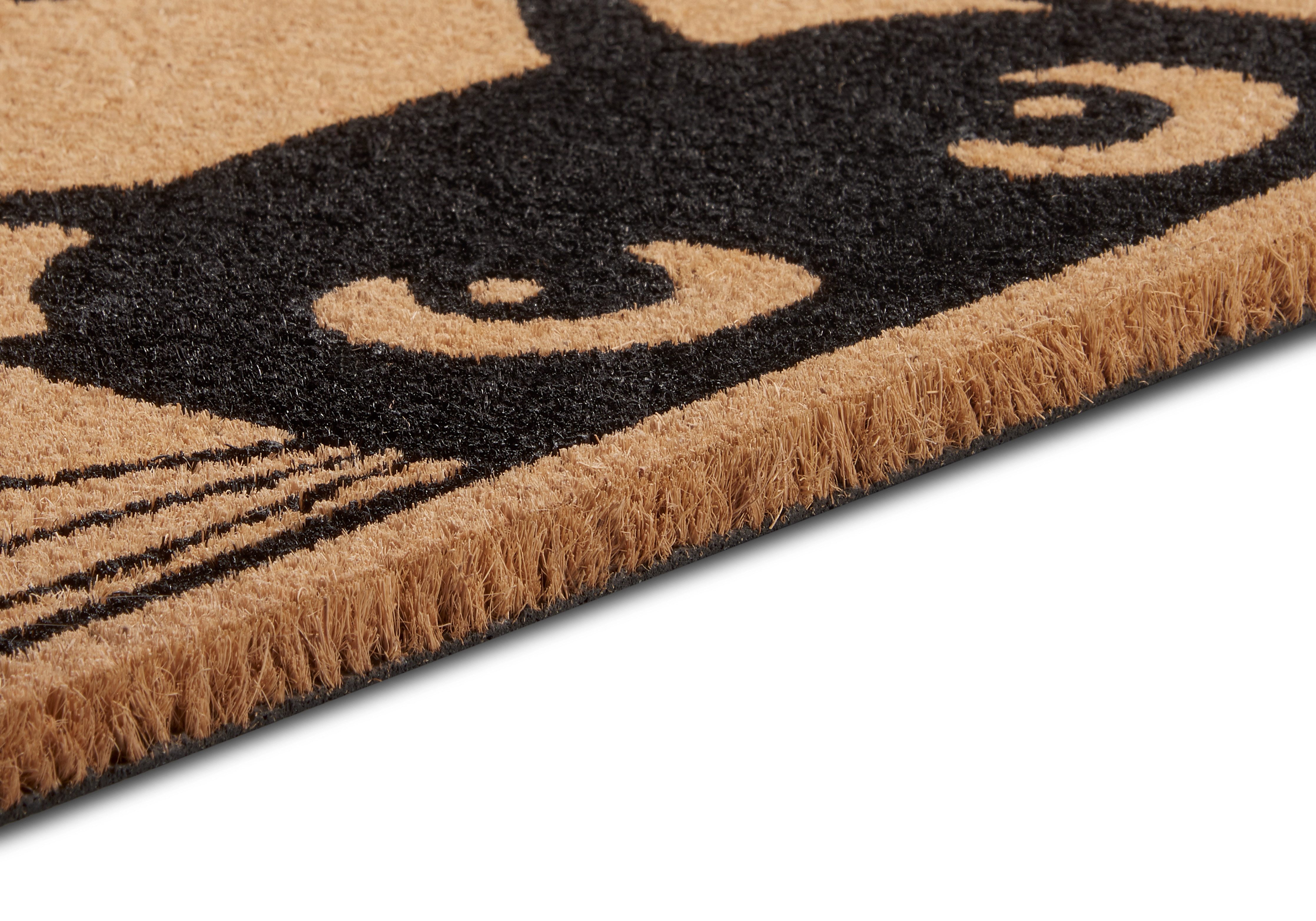 HANSE Home Mat Kokos Watching Cat, deurmat Kokos, vuilopvangmat, outdoor, antislip, binnen, kokosmat, gang