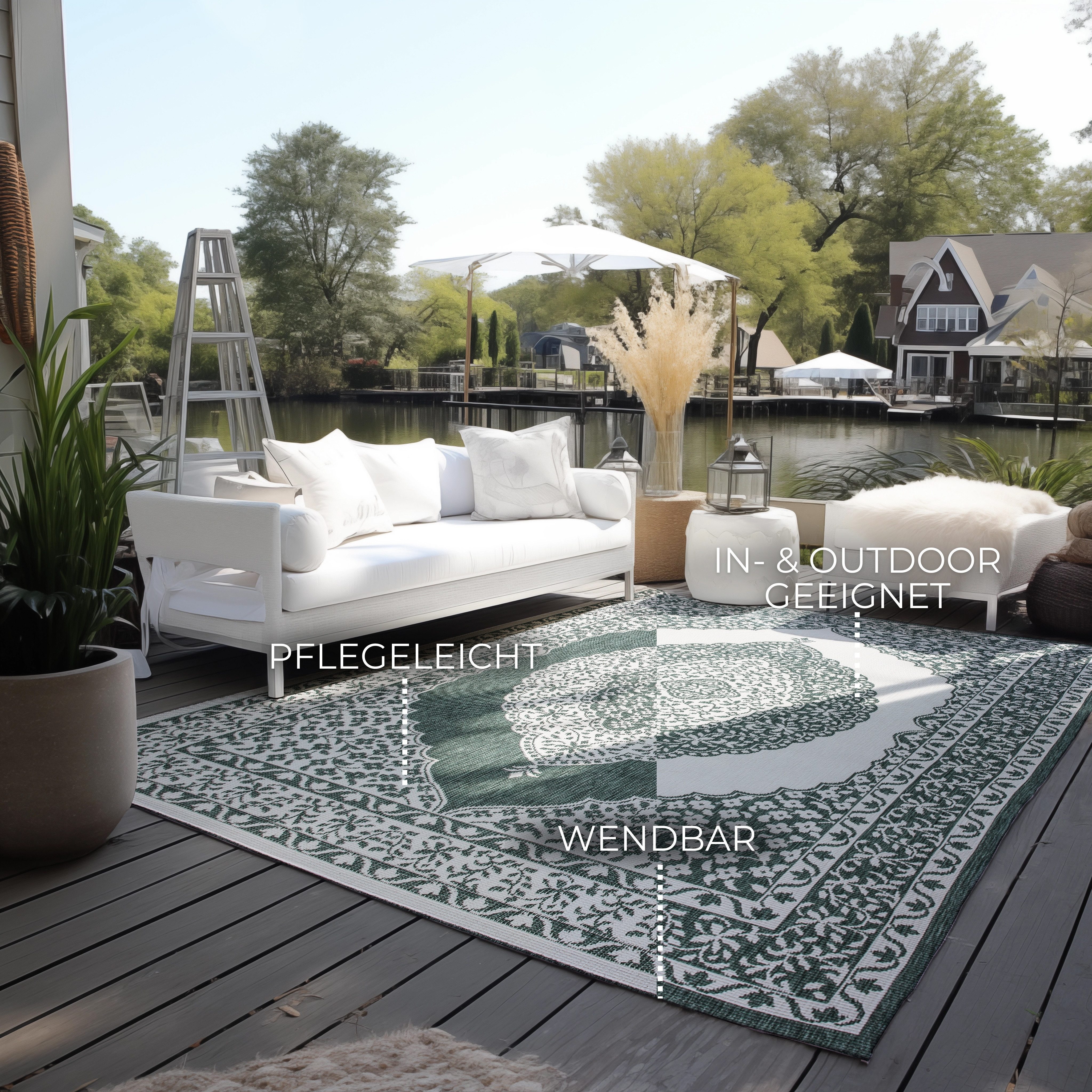 ELLE DECORATION Vloerkleed Meekly omkeerbaar tapijt Vlakweefsel, In-& Outdoor, Modern, tweezijdig, balkon, woonkamer