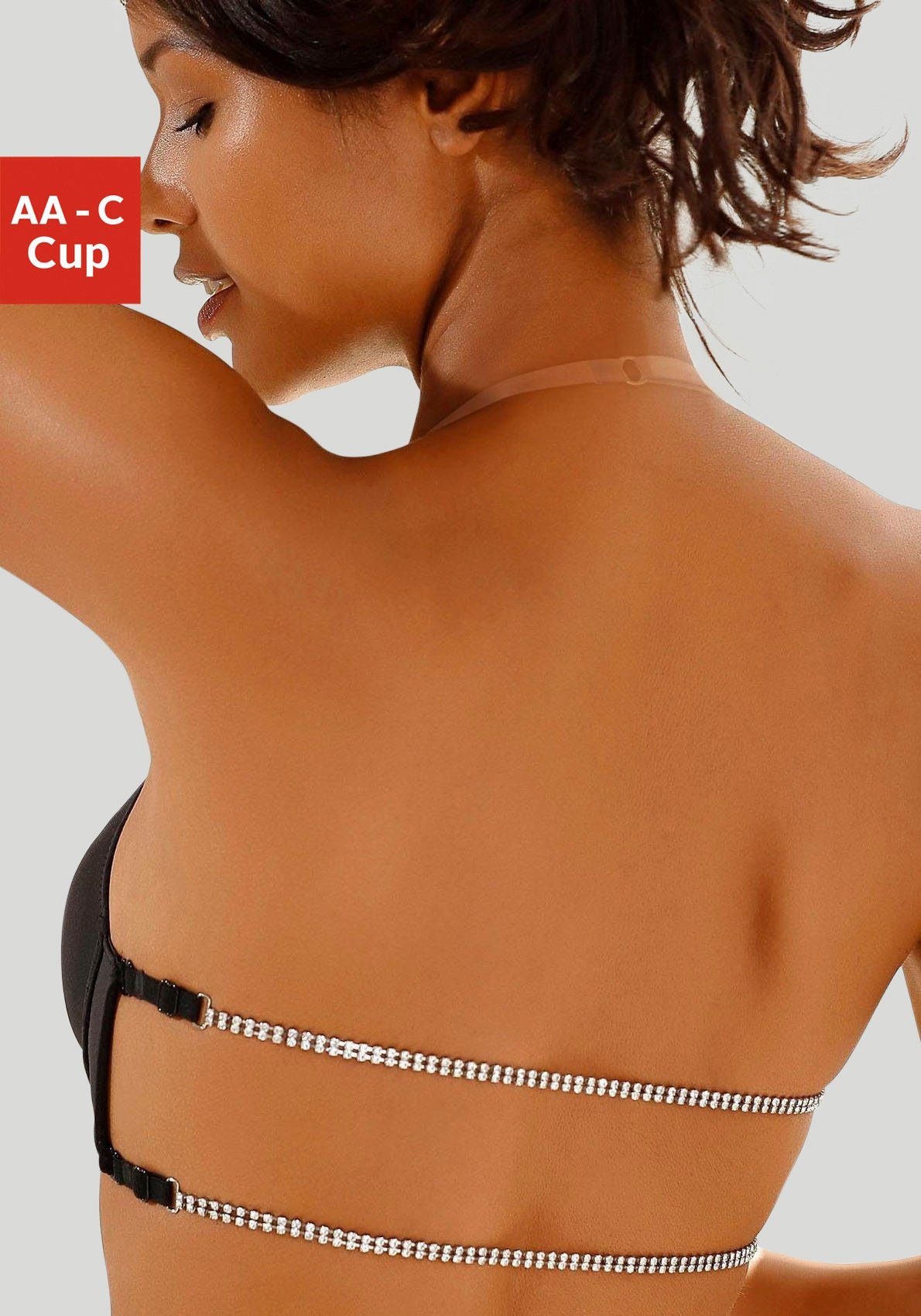 Lascana Push-up-bh met strasachterkant voor diepe ruglijn, sexy ondergoed