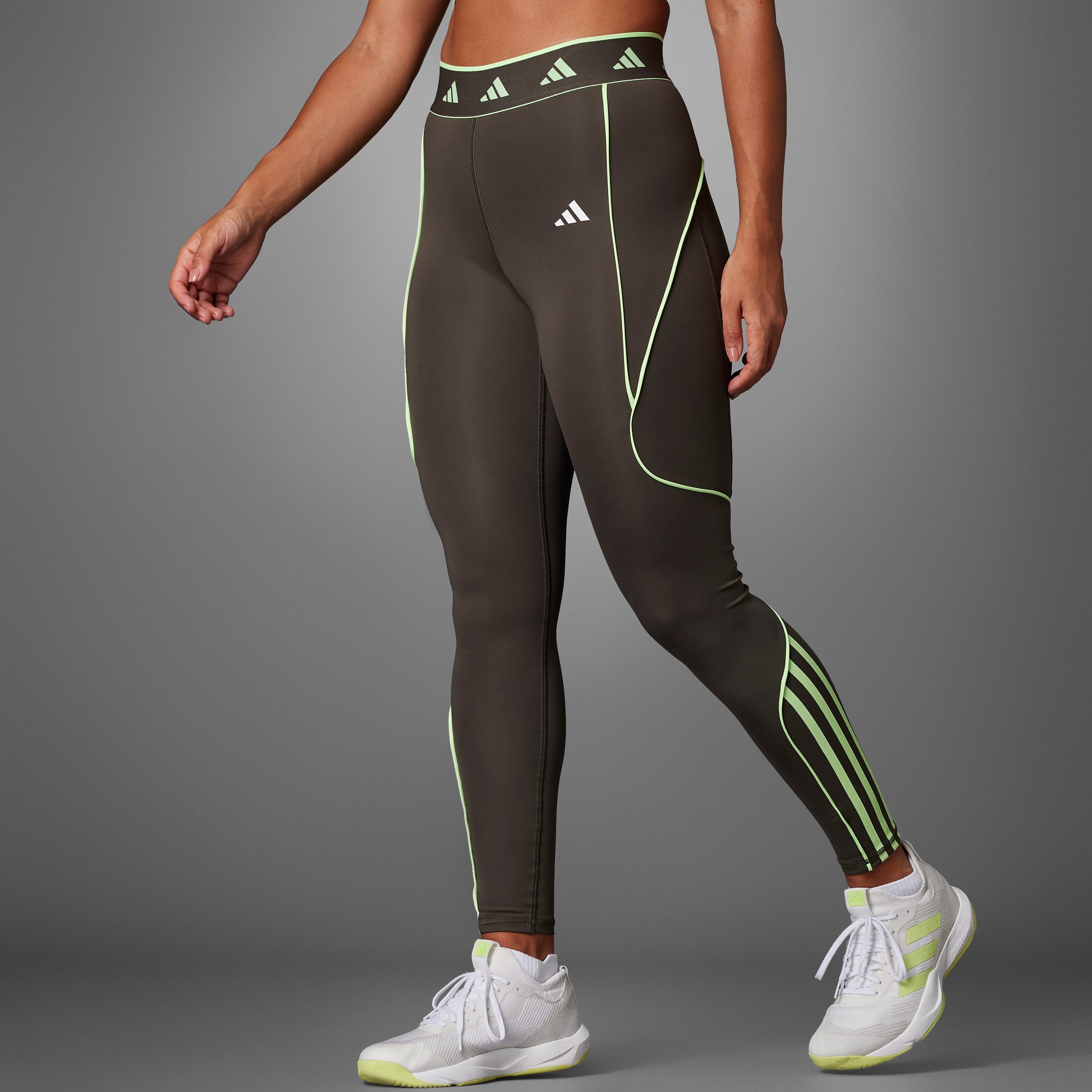 Adidas Hyperglam Tights Shadow Olive Green Spark- Dames Shadow Olive Green Spark