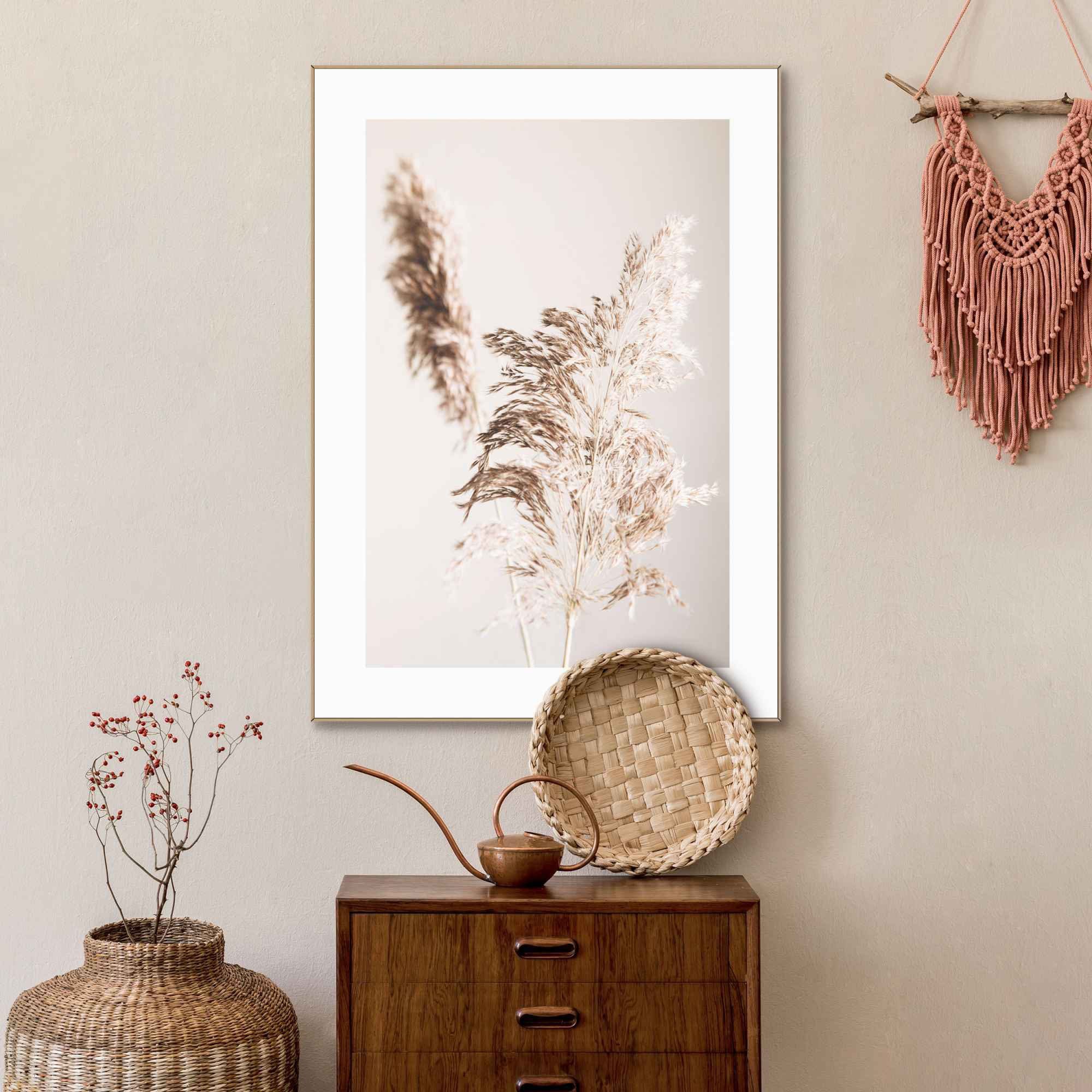 Reinders! Wanddecoratie Ingelijste afbeelding pampagras ecru - plant