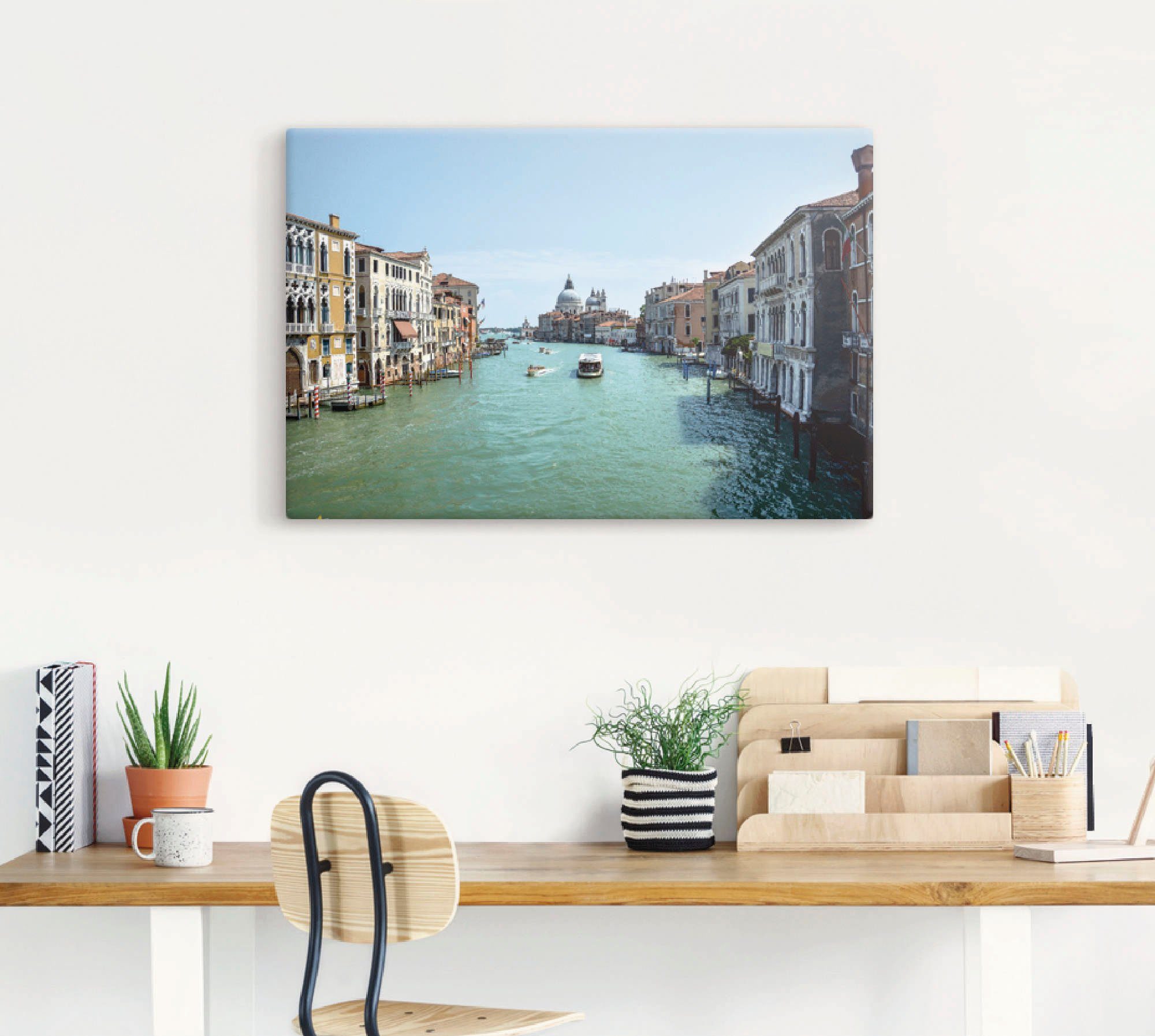 Artland Artprint op linnen Canale Grande Venetië bij zonneschijn