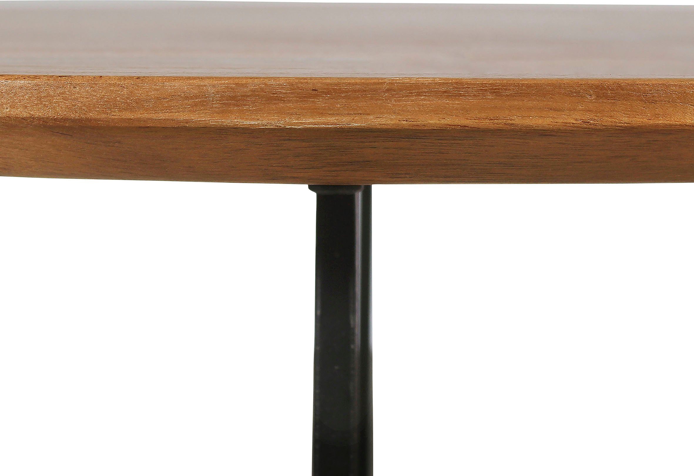 byLIVING Salontafel Alina met massief acaciahout - plaat en zwarte metalen frame, rond 80 cm.
