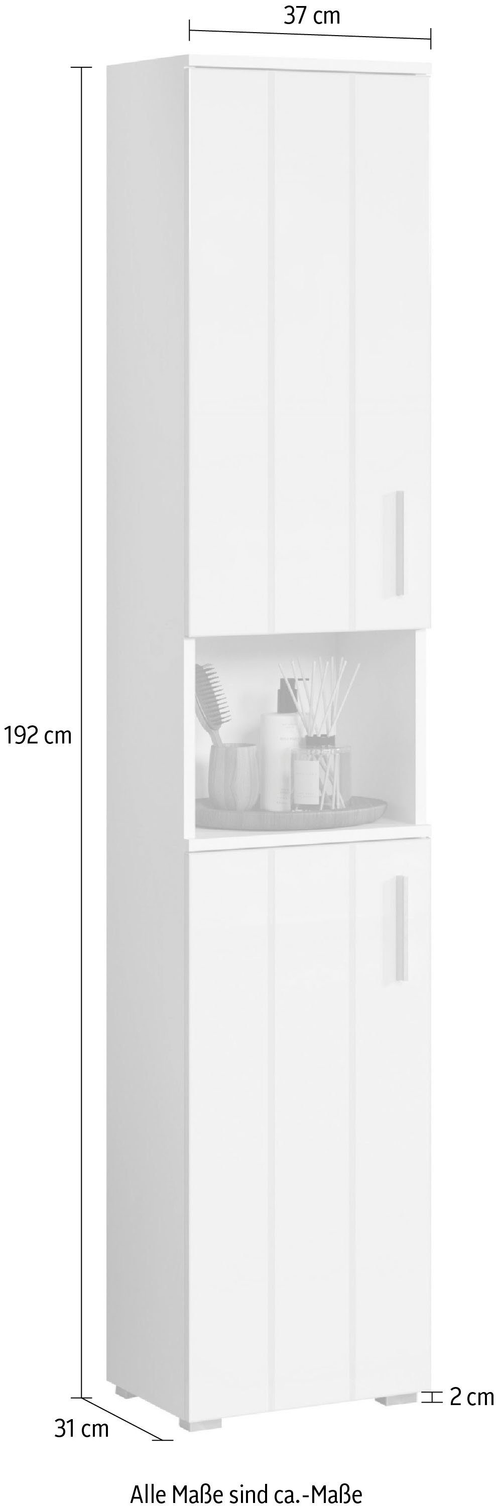 welltime Hoge kast Praag Badmeubels met verwisselbare deurdranger - (B/D/H) 37/31/192 cm (1 stuk)