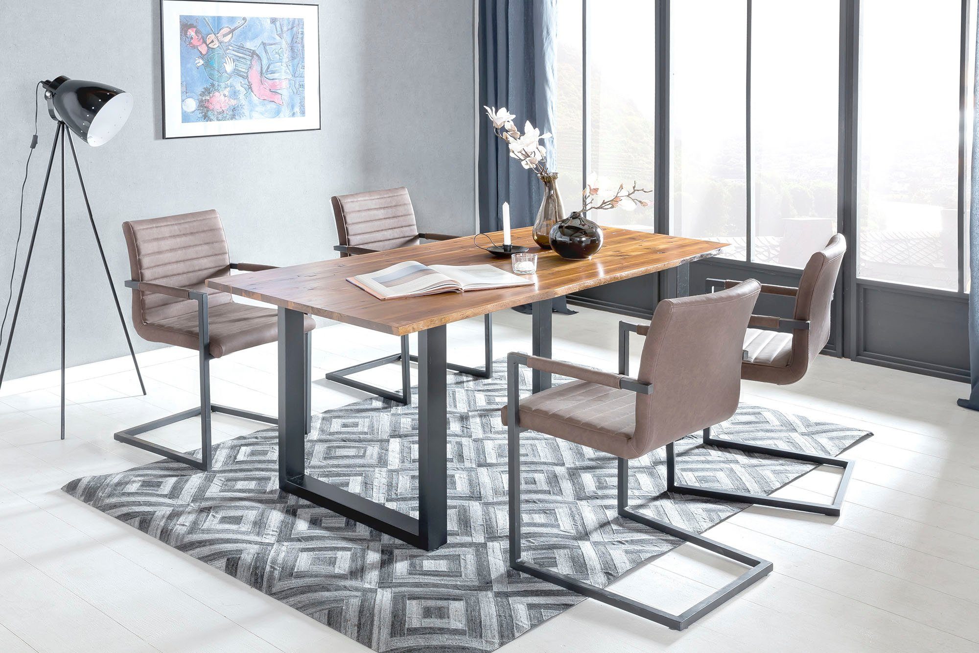 SalesFever Tafel met hout Zichtbaar nervenpatroon en noesten, eettafel van massief hout