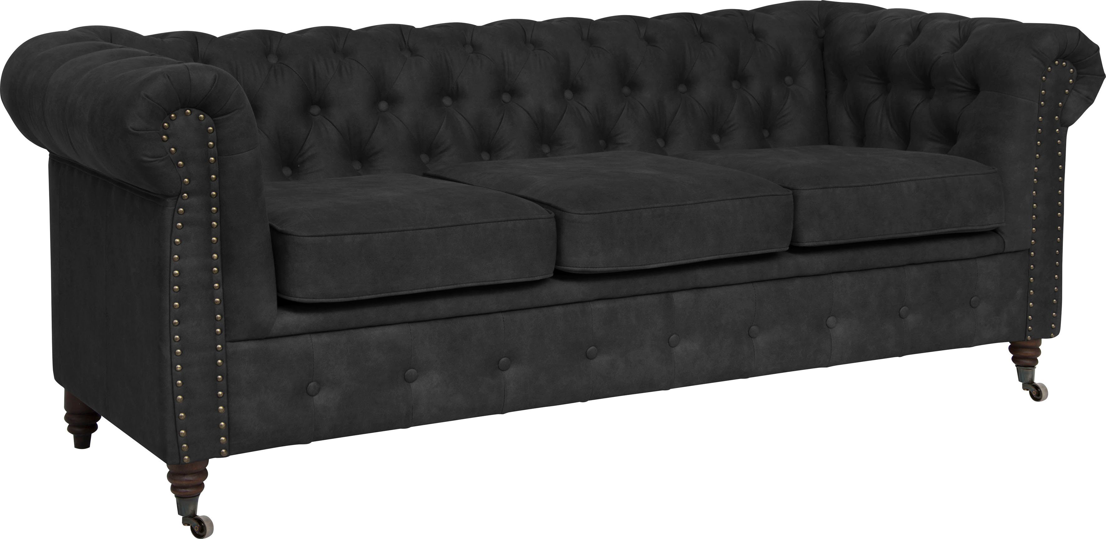 Home affaire Chesterfield-bank Aarburg luxueuze capitonnage en siernagels in chesterfield-design