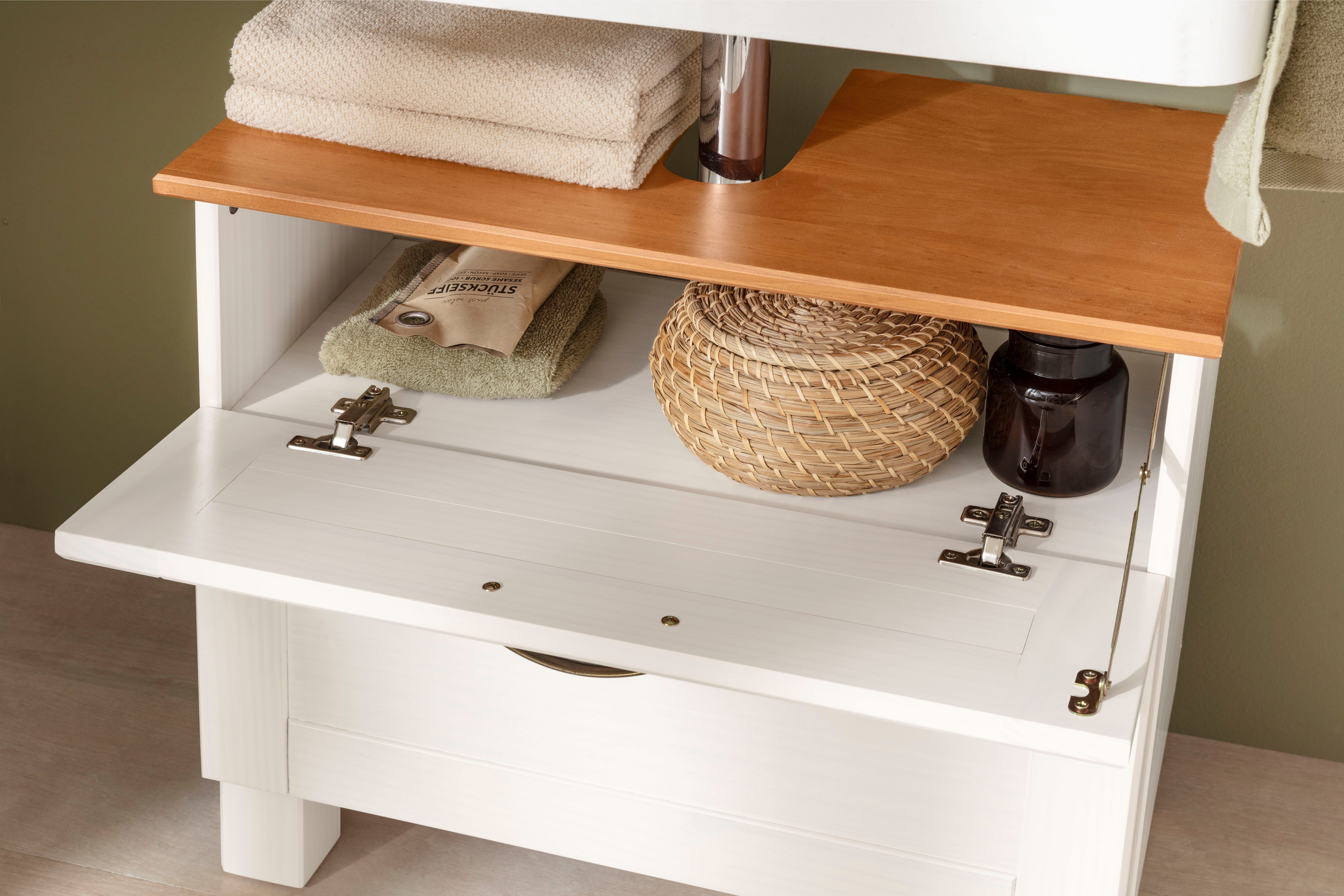 Home affaire Wastafelonderkast Rodby Massief, FSC®-gecertificeerd hout, grepen metaal, breedte 60 cm, hoogte 55 cm