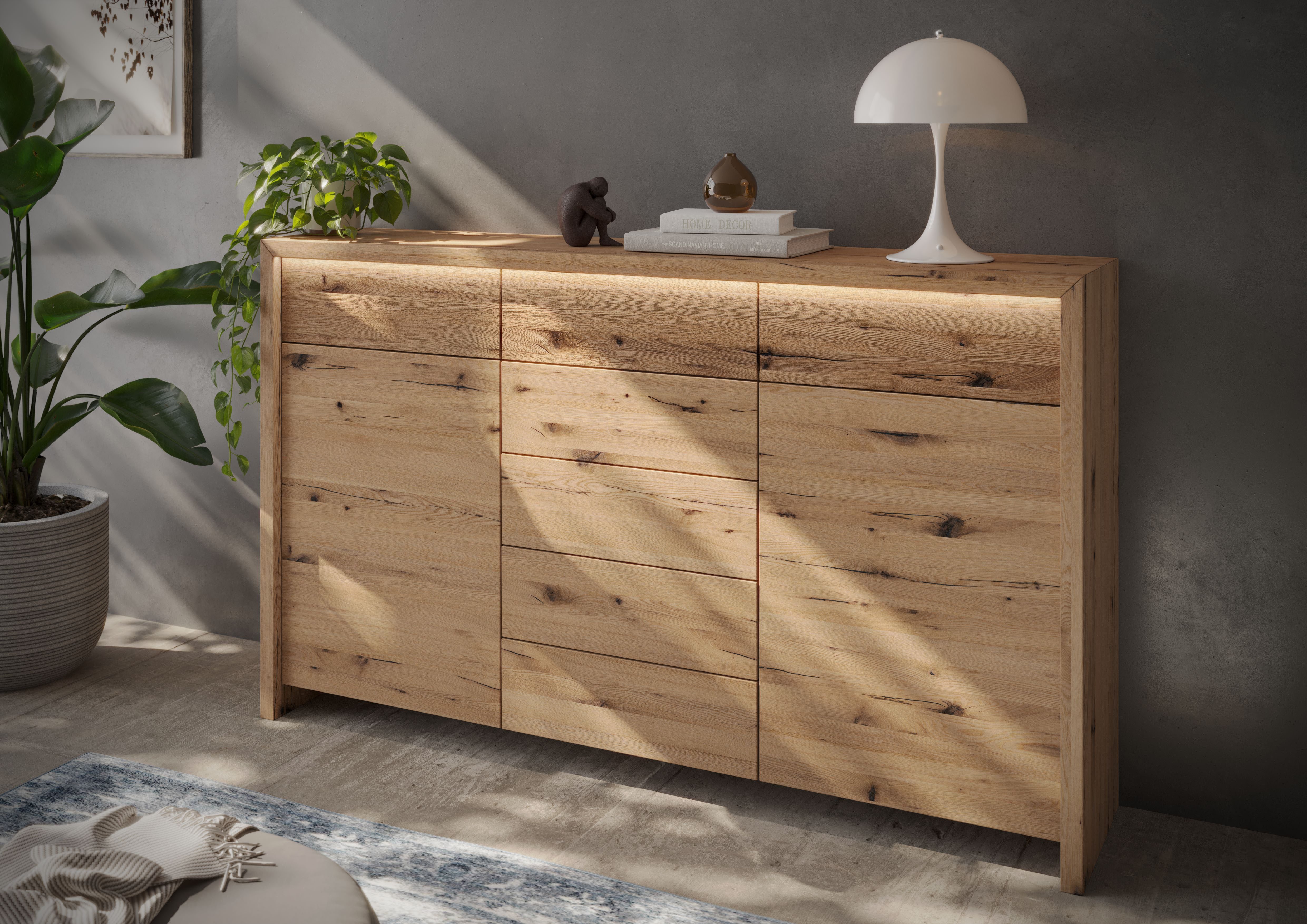 Home affaire Kast met laden en deuren Ambroise Breedte 188 cm, incl. LED-verlichting commodes & ladekasten bruin