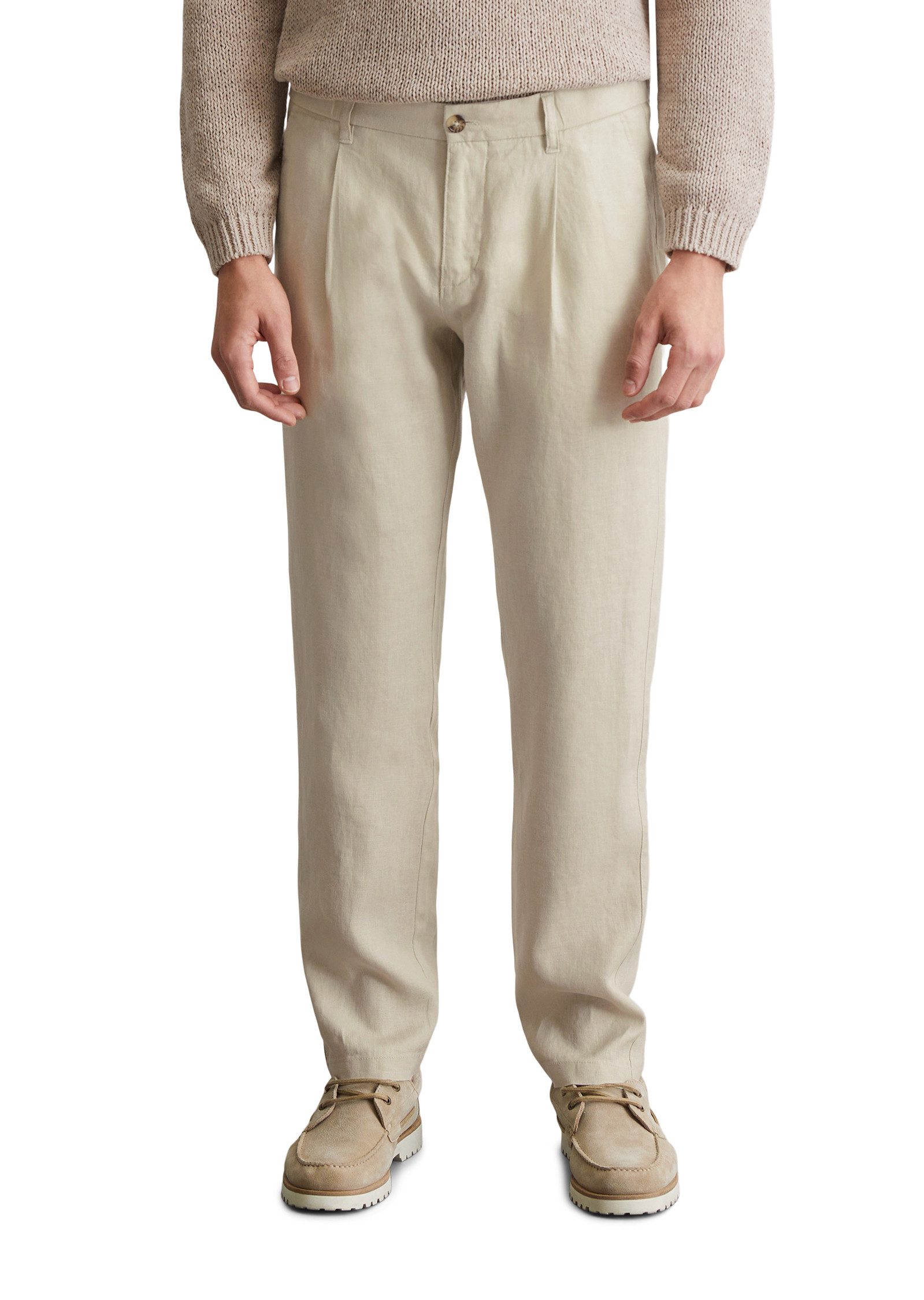 Marc O'Polo Linnen broek Osby jogger pleats heren joggingbroeken maat 36 beige