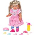 baby born staande pop kleuterschool little sister, 36 cm met levensechte functies roze