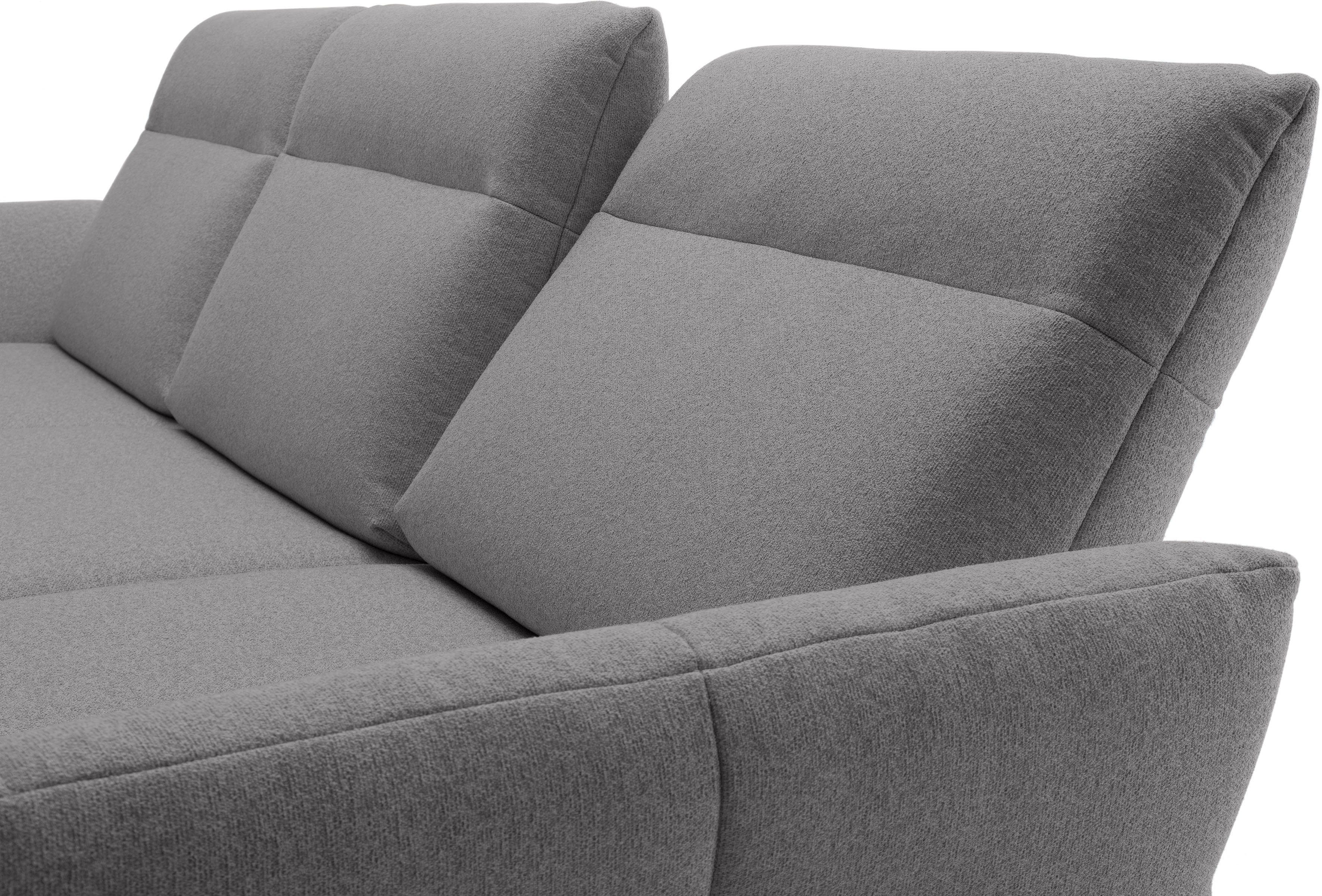 Creation BY ROLF BENZ Hoekbank Hs.460 Sokkel in walnotenhout, onderstel in umbra grijs, breedte 318 cm