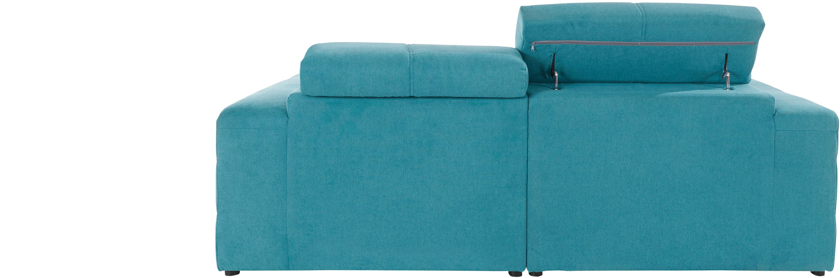 DOMO collection Hoekbank Brandon, incl. Hoofdsteunverstelling, B/D/H: 214/100/80 cm, L-Vorm