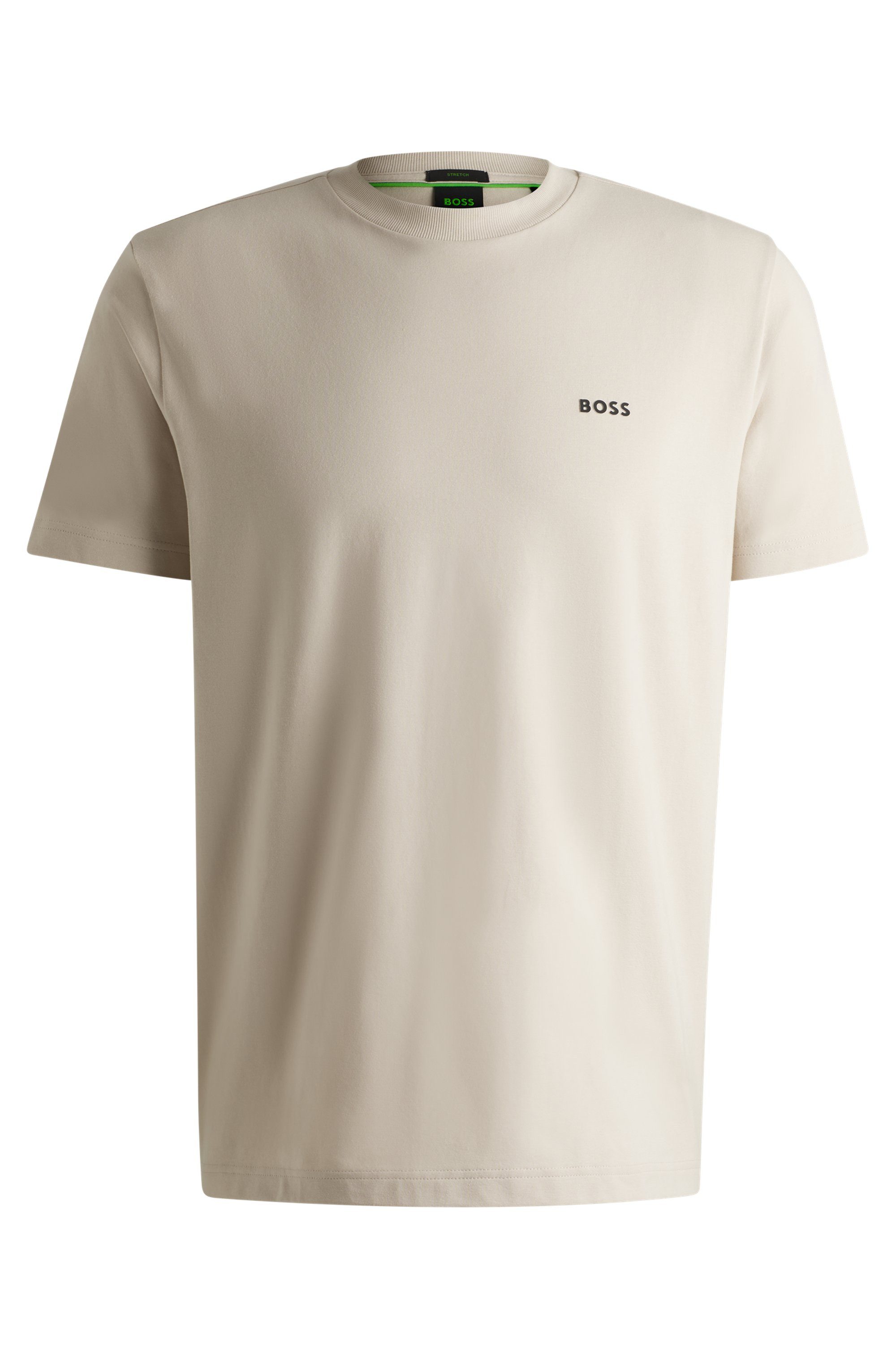 BOSS GREEN Shirt met ronde hals Thee met gegomd contrast-logo