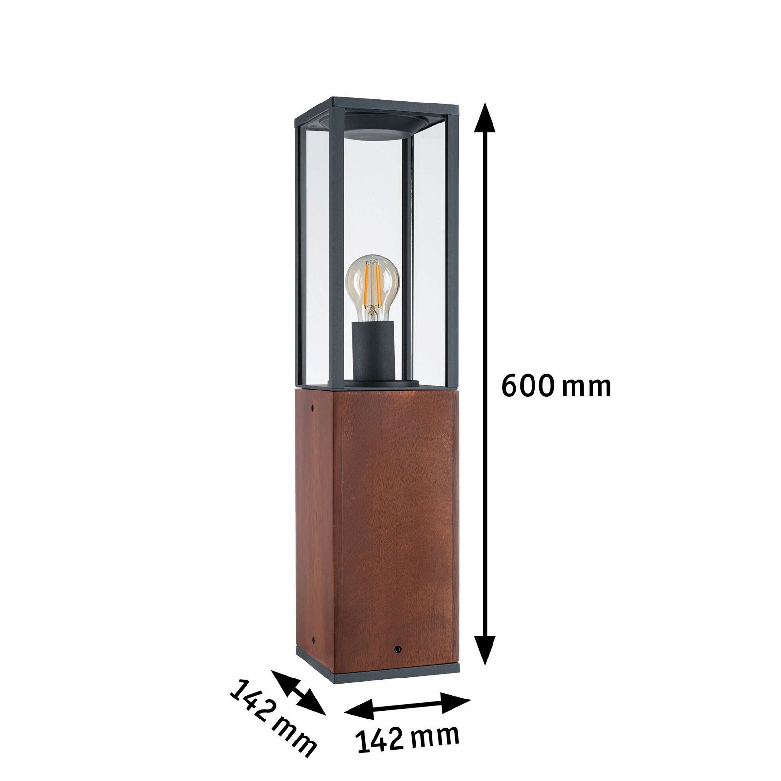 Paulmann Led-tuinlamp Lichtobject Timba IP44 vierkant 600mm max. 60W 230V E27 Hout (1 stuk)