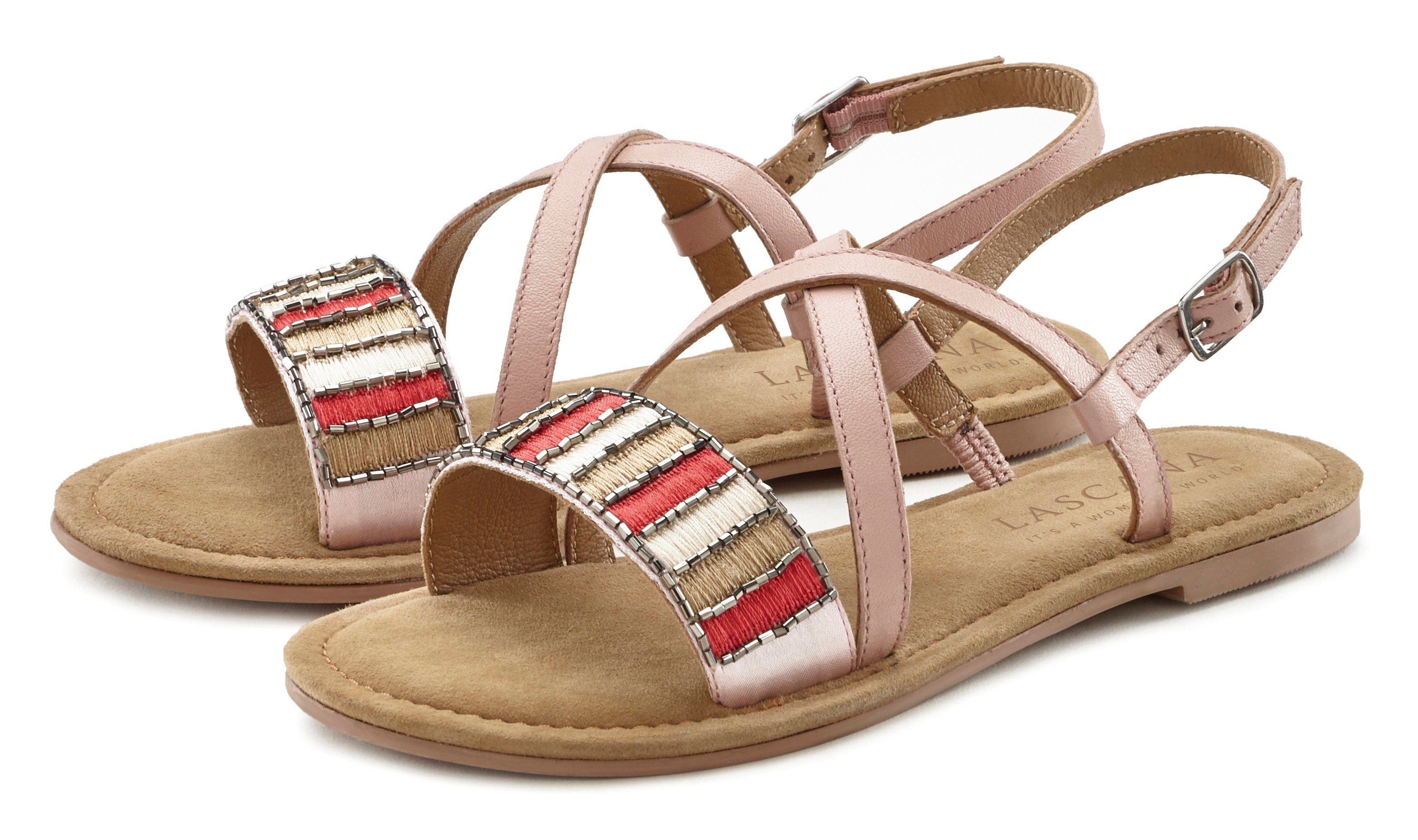 Lascana sandalen van leer met decoratief band