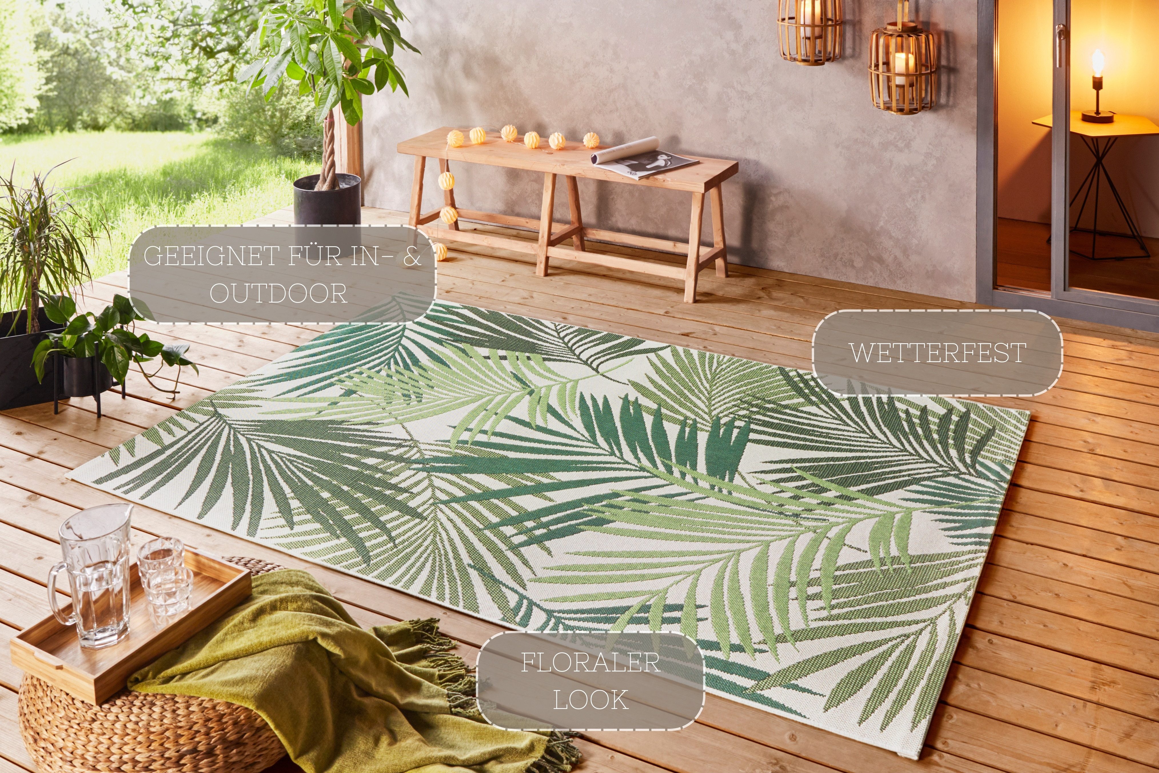 NORTHRUGS Vloerkleed Vai In- & outdoor, geometrisch motief, tuin, terras, woonkamer