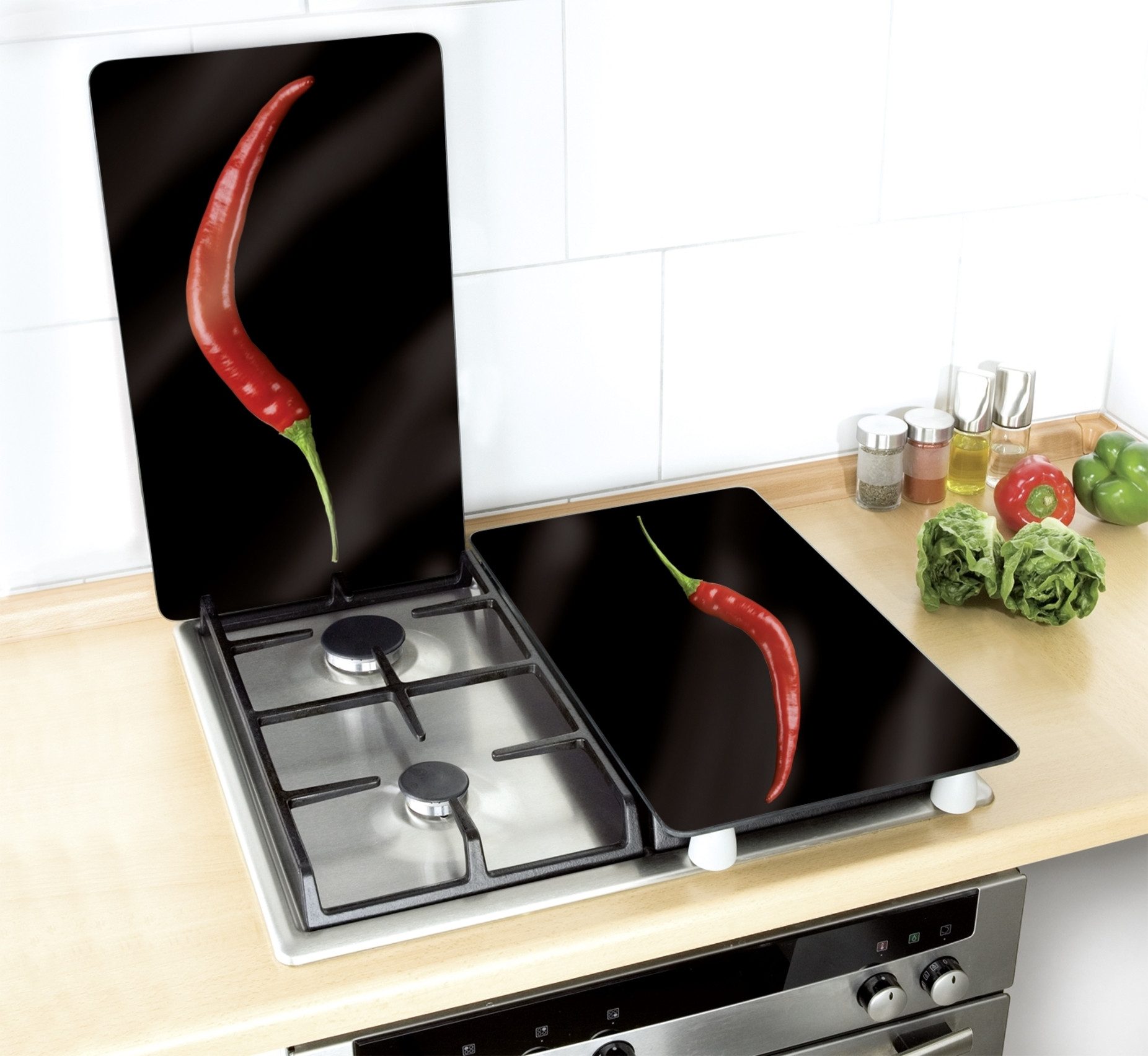 WENKO Kookplaatdeksel Universeel model Heet Peper (set, 2-delig)